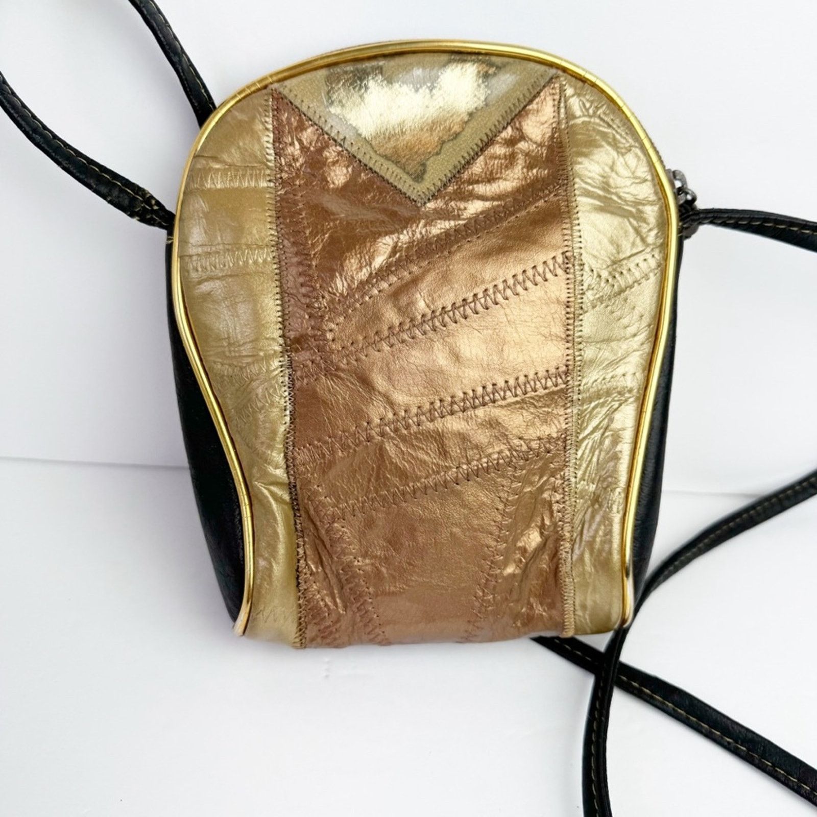Vintage Vintage Gold Bronze Metallic Patchwork Mini Crossbody 5x8 Size ONE SIZE - 7 Thumbnail