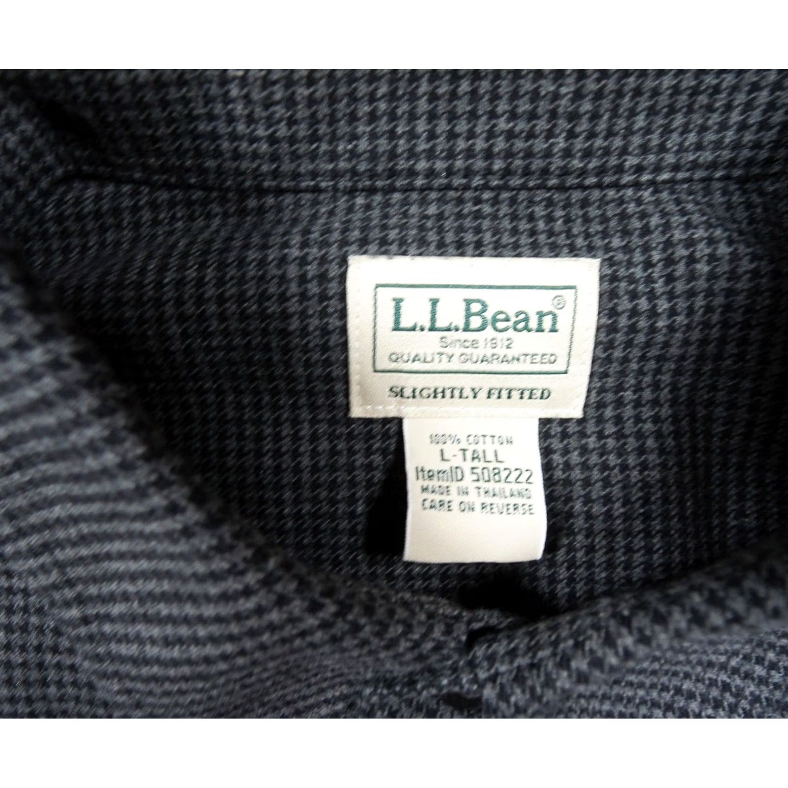 Vintage LL Bean Shirt Mens Large Tall Gray Button Up Houndstooth Slightly Fitted 508222 Size US L / EU 52-54 / 3 - 6 Thumbnail