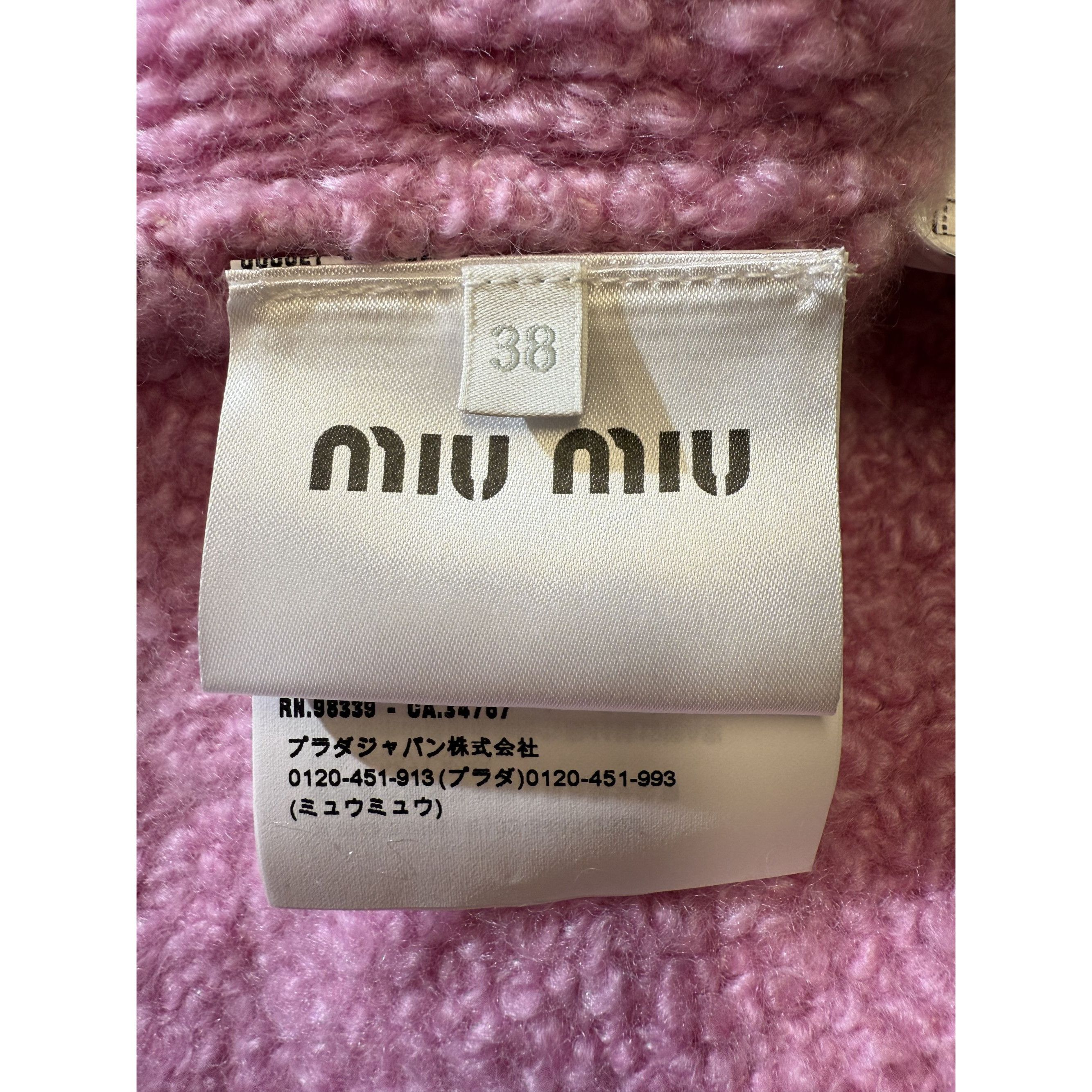 Miu Miu Miu Miu Pink Bouclé Wool-Blend Button-Up Cardigan With Pocke Size XS / US 0-2 / IT 36-38 - 3 Thumbnail
