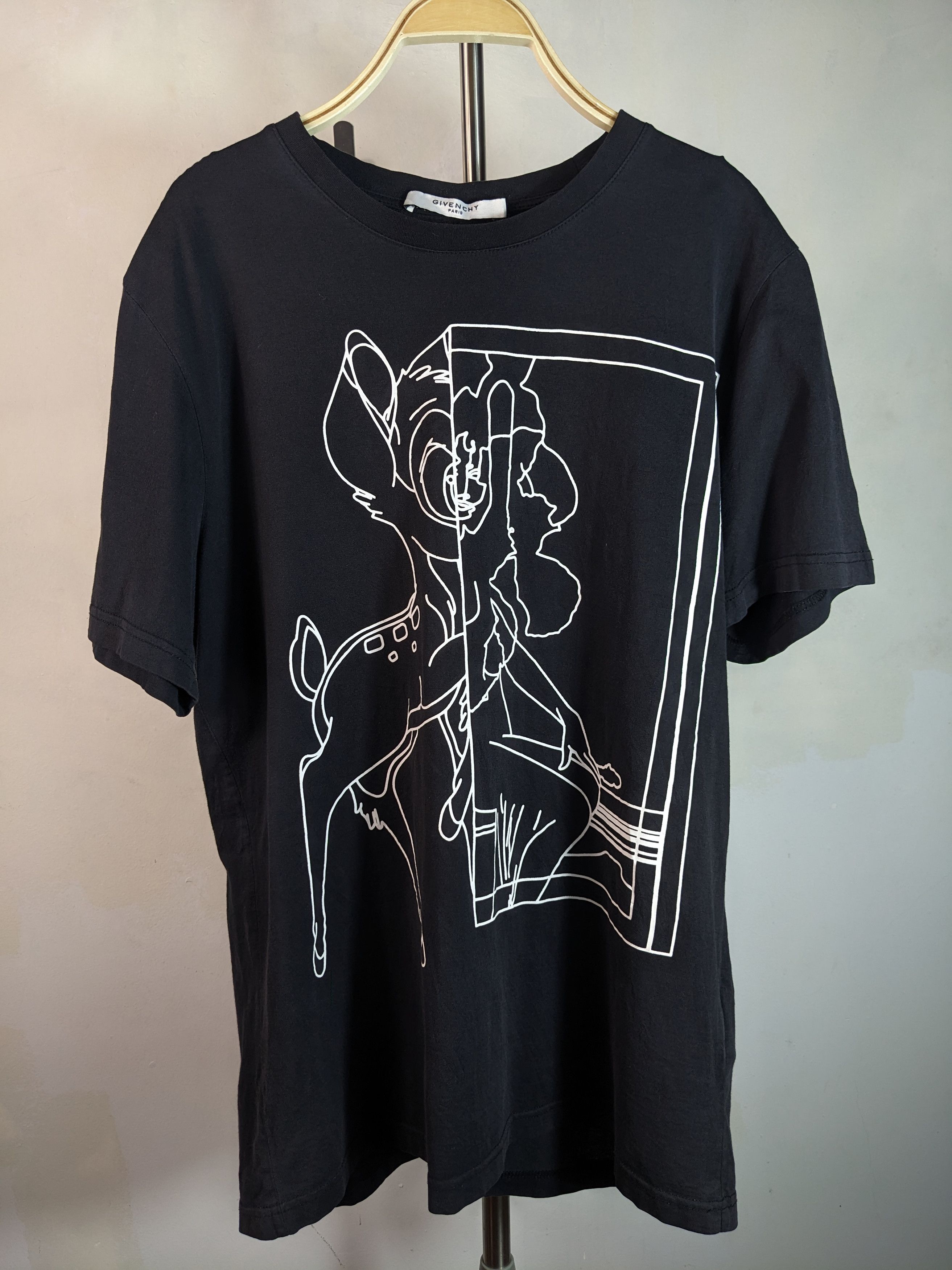 Givenchy Givenchy Bambi White Outline Black T Shirt Oversized Xs | Grailed