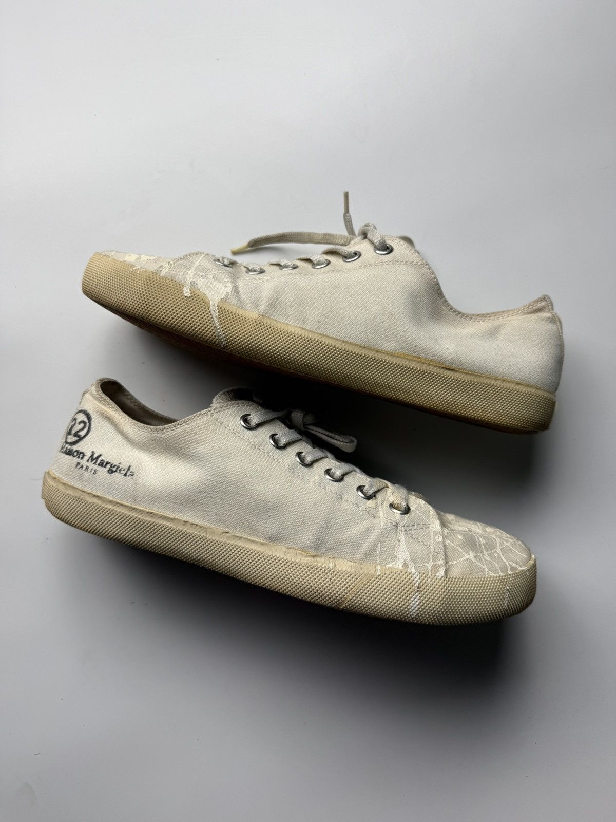 Maison Margiela Maison Margiela Tabi Canvas Paint Splatter White Size US 9 / EU 42 - 5 Thumbnail