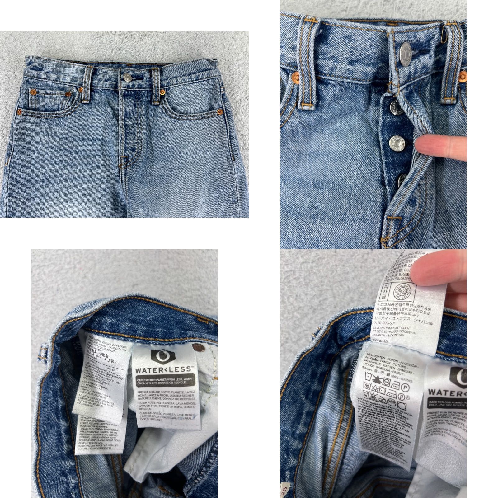 Levi's Levis Premium Jeans Womens 25 Blue Denim Tapered Wedgie Fit Levi's Wedgie Jeans 5-Pocket Distressed Button Fly Size 42" / US 20 - 8 Thumbnail