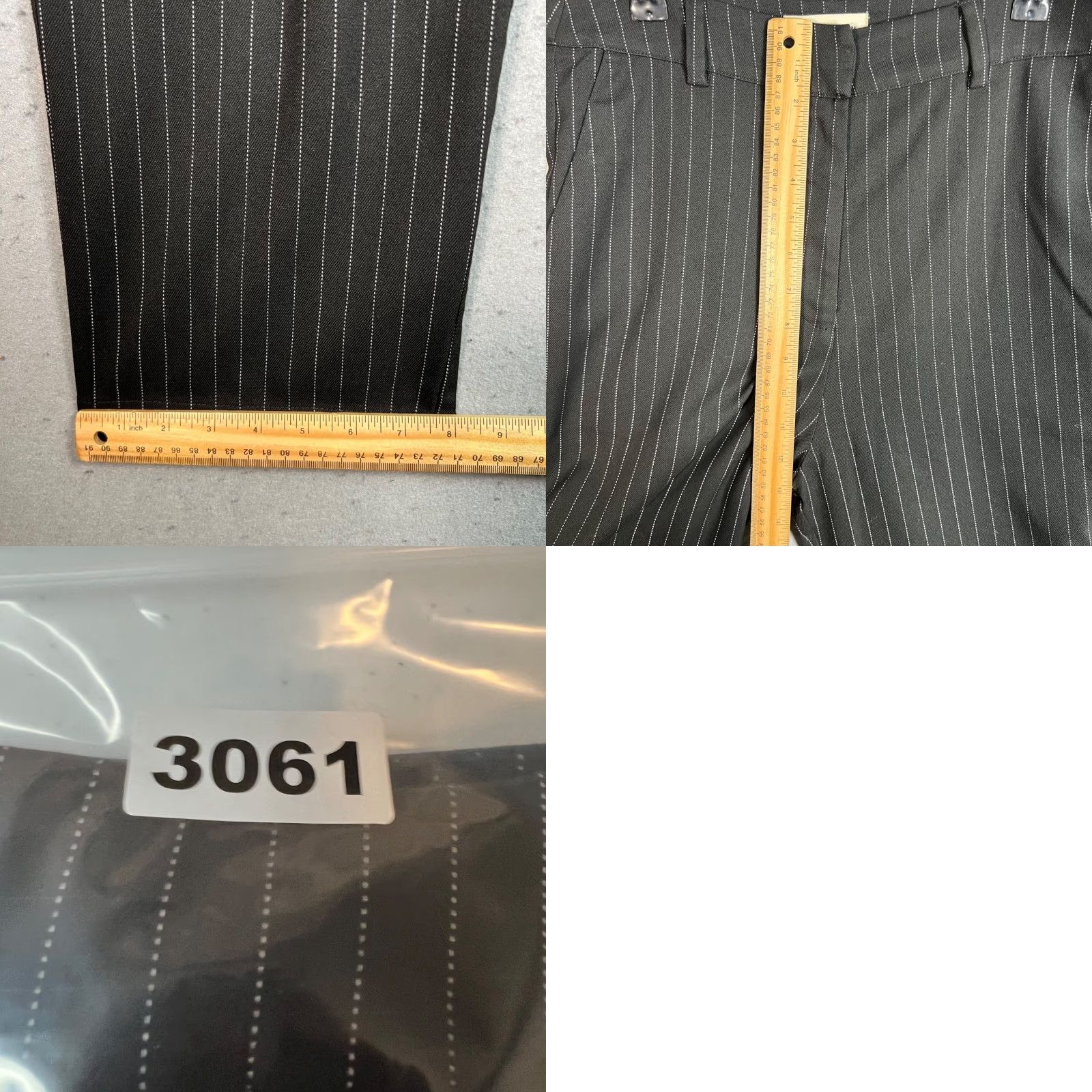 Vintage El Closet De Me Hermana Womens Medium Black Pinstripe Straight-Leg Pants Size 32" / US 10 / IT 46 - 8 Thumbnail