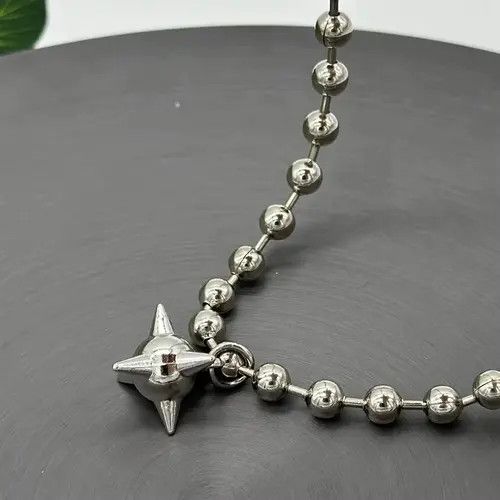 Other 45cm 6mm Beads Ball Chain With Spike Ball Pendant Size ONE SIZE - 1 Thumbnail