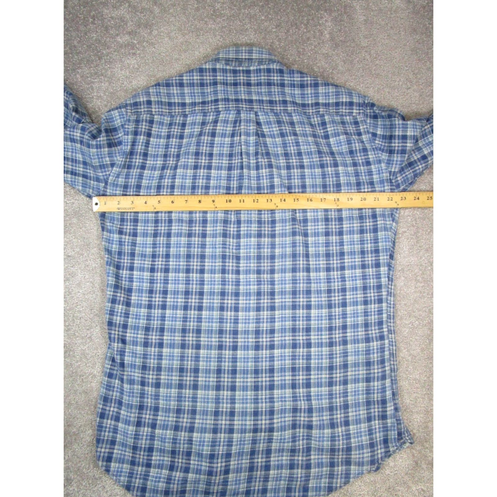 Peter Millar VINTAGE Peter Millar Mountainside Shirt Mens Medium Blue Plaid Cotton Knit Flannel Button-Up M Mens Size US M / EU 48-50 / 2 - 7 Thumbnail