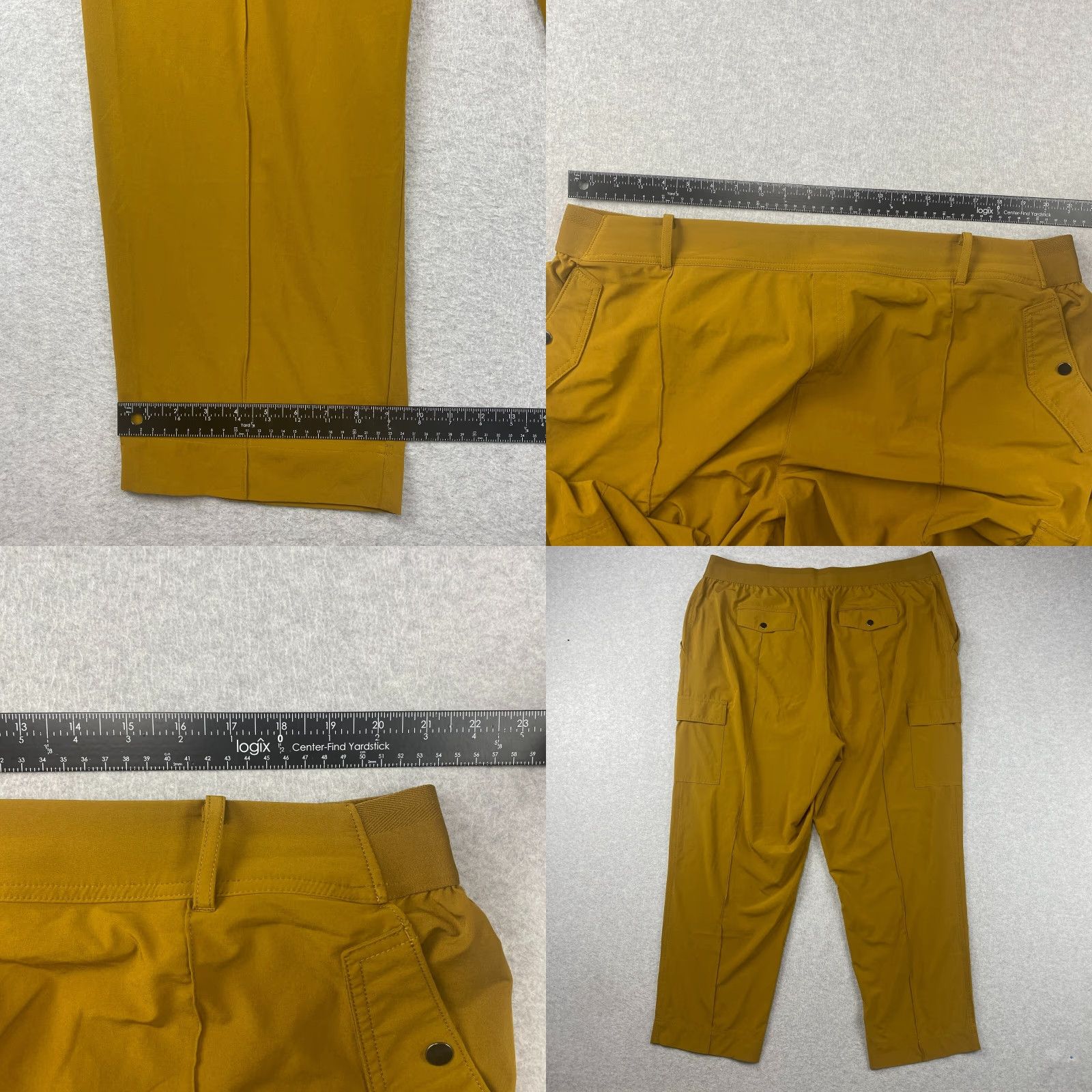 Athleta VINTAGE? No — not vintage. Athleta Vienna Cargo Pants Womens 22 Gold Elastic Waist Pull On Snap Pockets Size 40" / US 18 - 8 Thumbnail