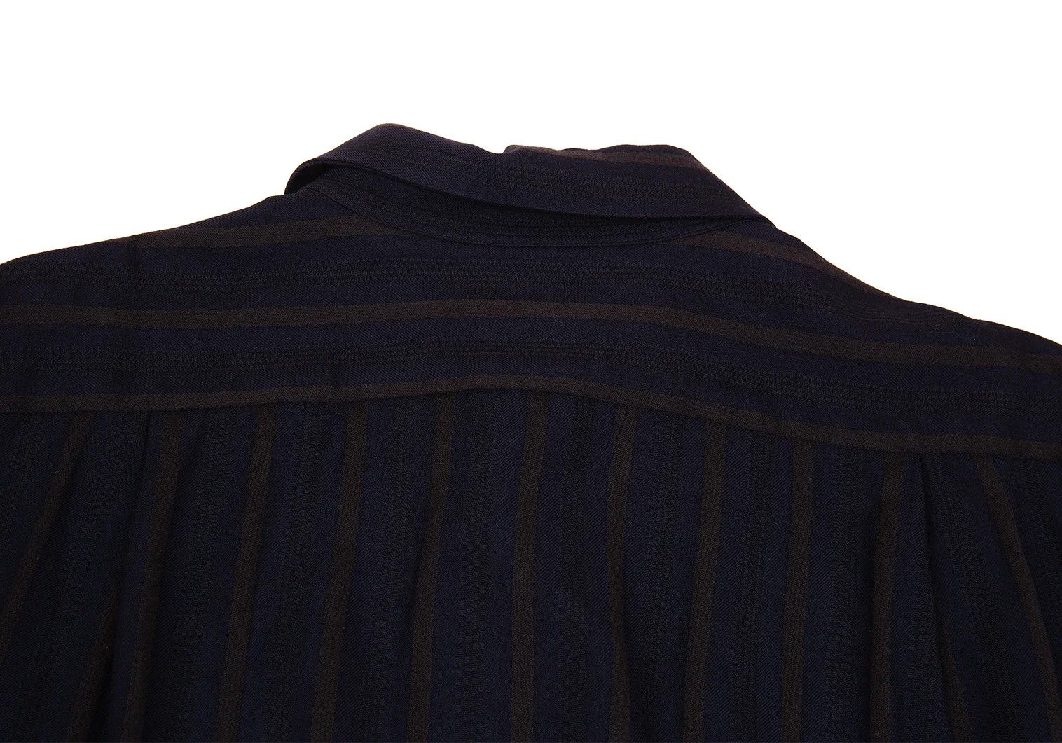 Yohji Yamamoto Yohji Yamamoto Wool Rayon Stripe Shirt Navy Brown M Size US M / EU 48-50 / 2 - 15 Thumbnail
