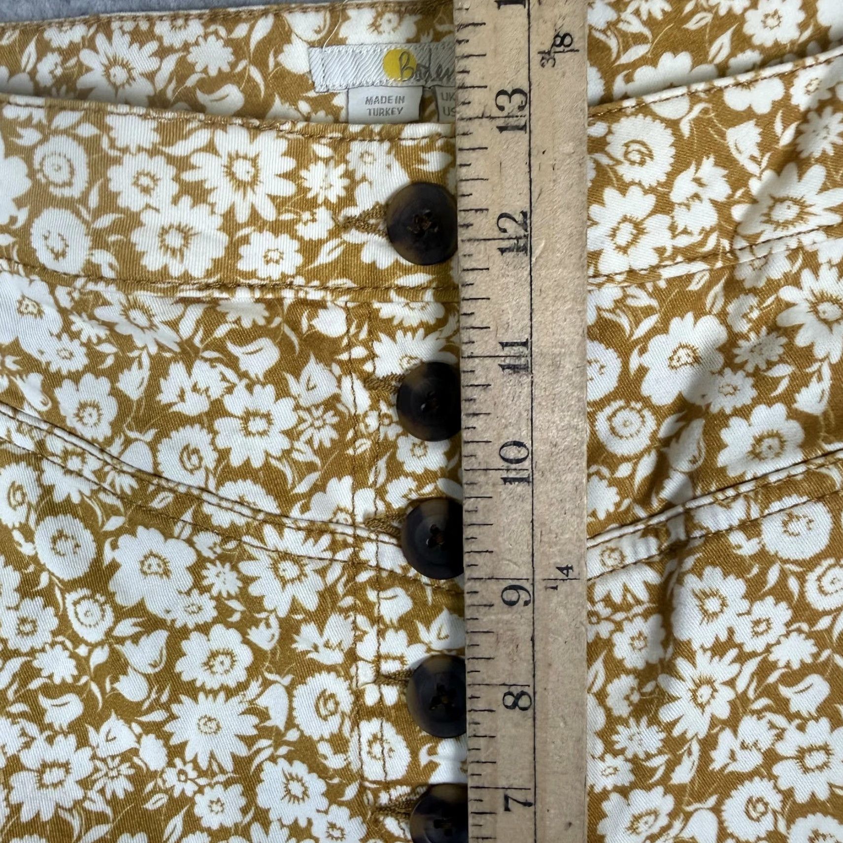 Boden Boden Pants Womens 14R Brown White Floral Button Fly Cotton Trousers Size 36" / US 14 / IT 50 - 6 Thumbnail