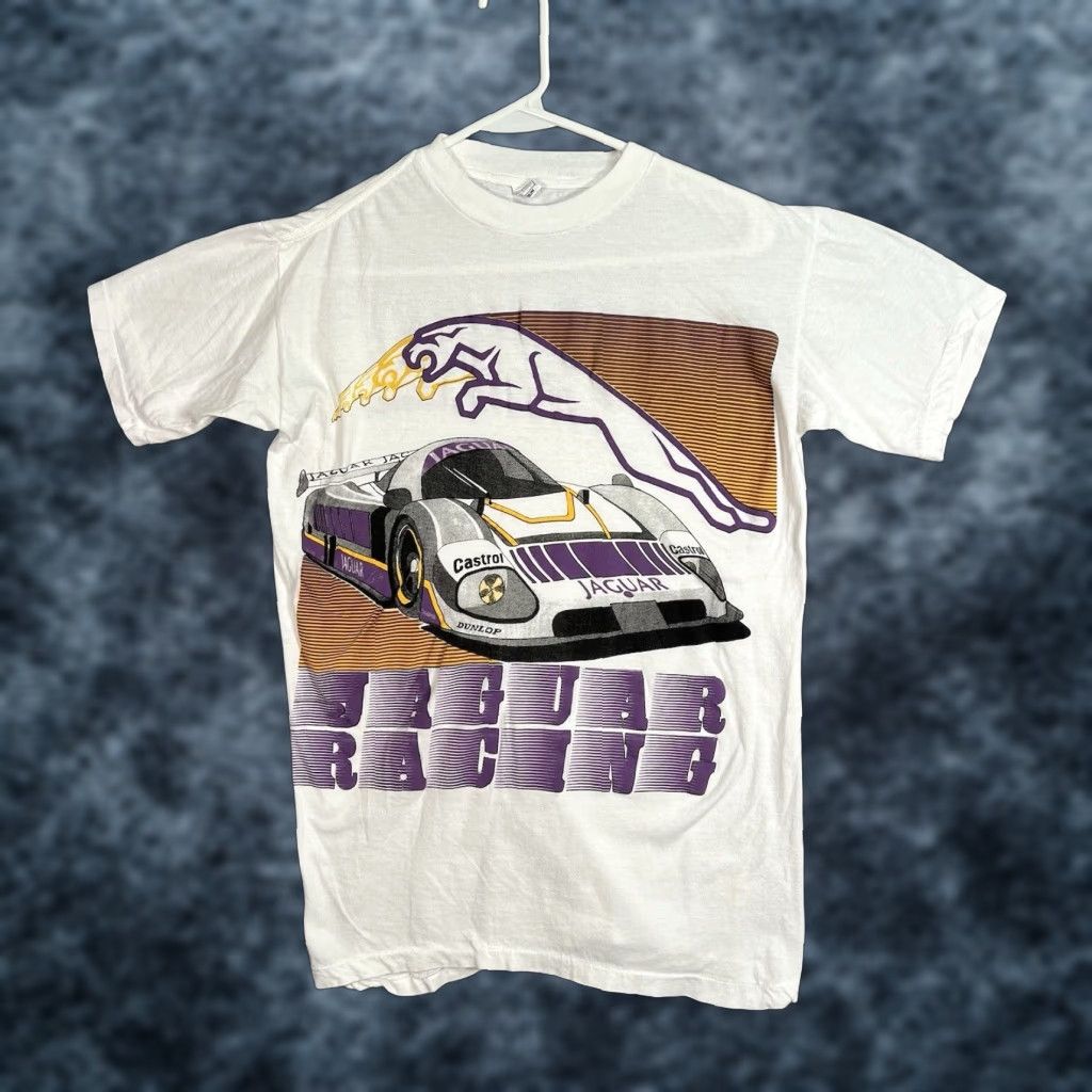 Vintage VINTAGE 90s Jaguar XJR9 IMSA GTP Racing Graphic Tee Adult Medium White Mens Size US M / EU 48-50 / 2 - 1 Thumbnail