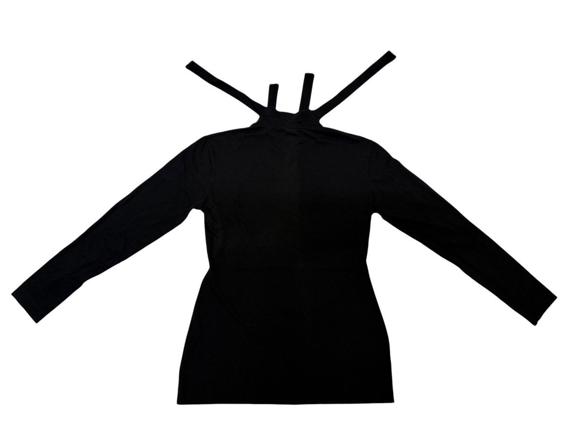 Jil Sander JIL SANDER BLACK TIE NECK LS MINIMALIST NOIR BLACK TOP 🇮🇹 Size M / US 6-8 / IT 42-44 - 2 Thumbnail