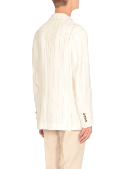 Brunello Cucinelli o1y0526 Single-breasted Blazer in Ivory Size US S / EU 44-46 / 1 - 3 Thumbnail