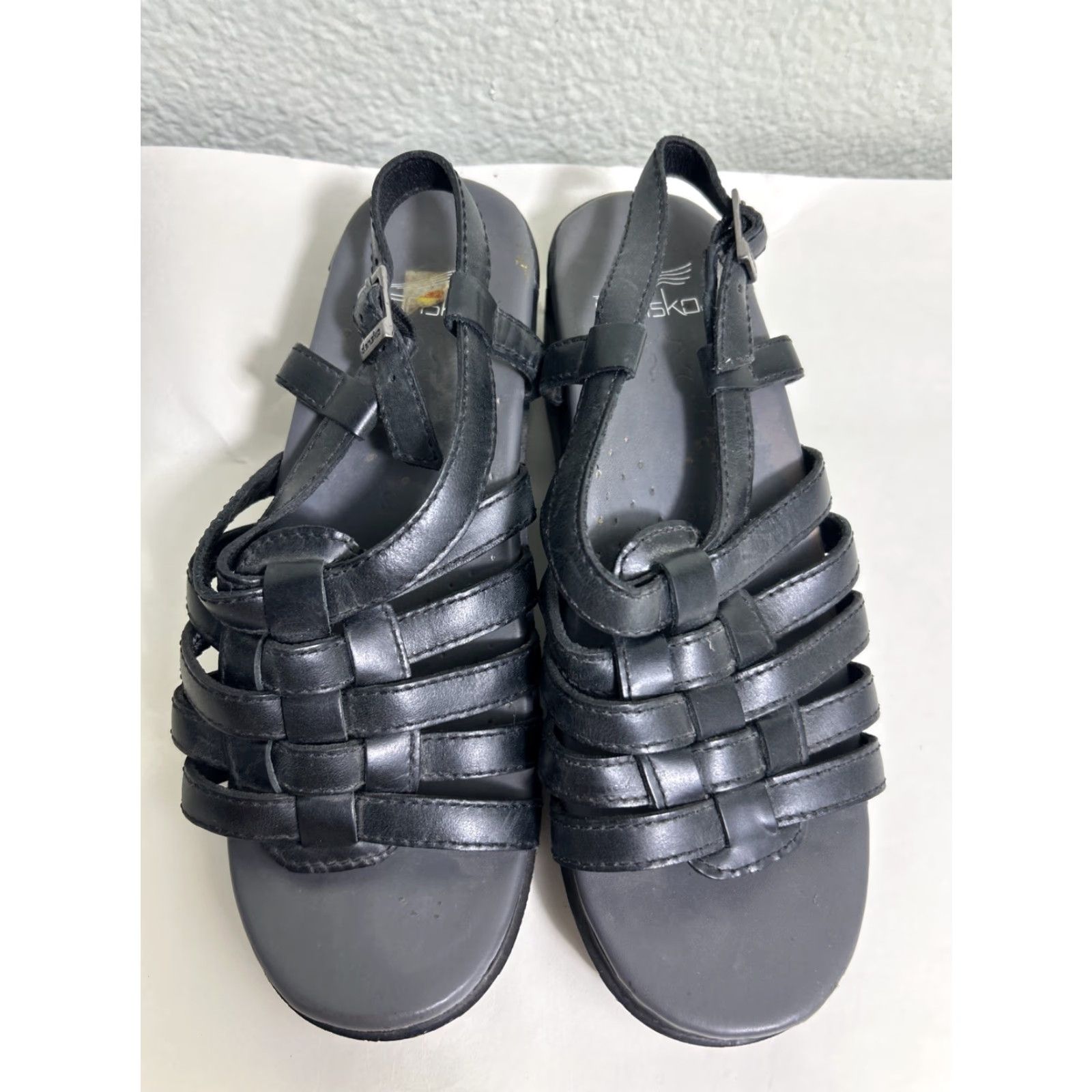 Dansko DANSKO Womens Sandal Open Toe Strappy Leather Wedge Black Size 7 US 7 EUR 37 Size US 7 / IT 37 - 7 Thumbnail