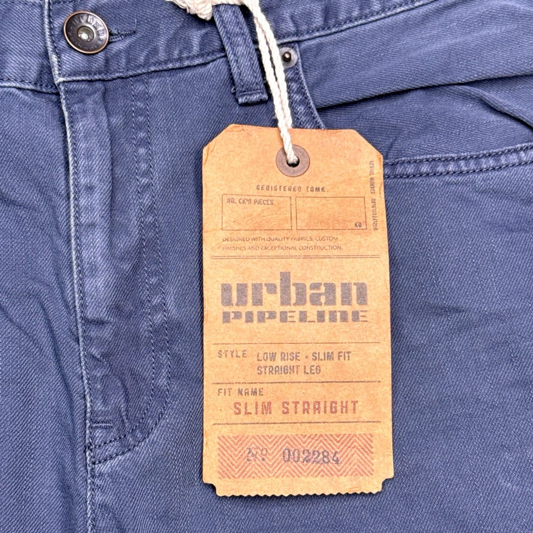 Vintage Urban Pipeline Jeans Slim Straight Mens 36x32 Blue Denim 5-Pocket Regular Waist Low Rise City Modern Comfort Clothing Mens Size US 36 / EU 52 - 4 Thumbnail