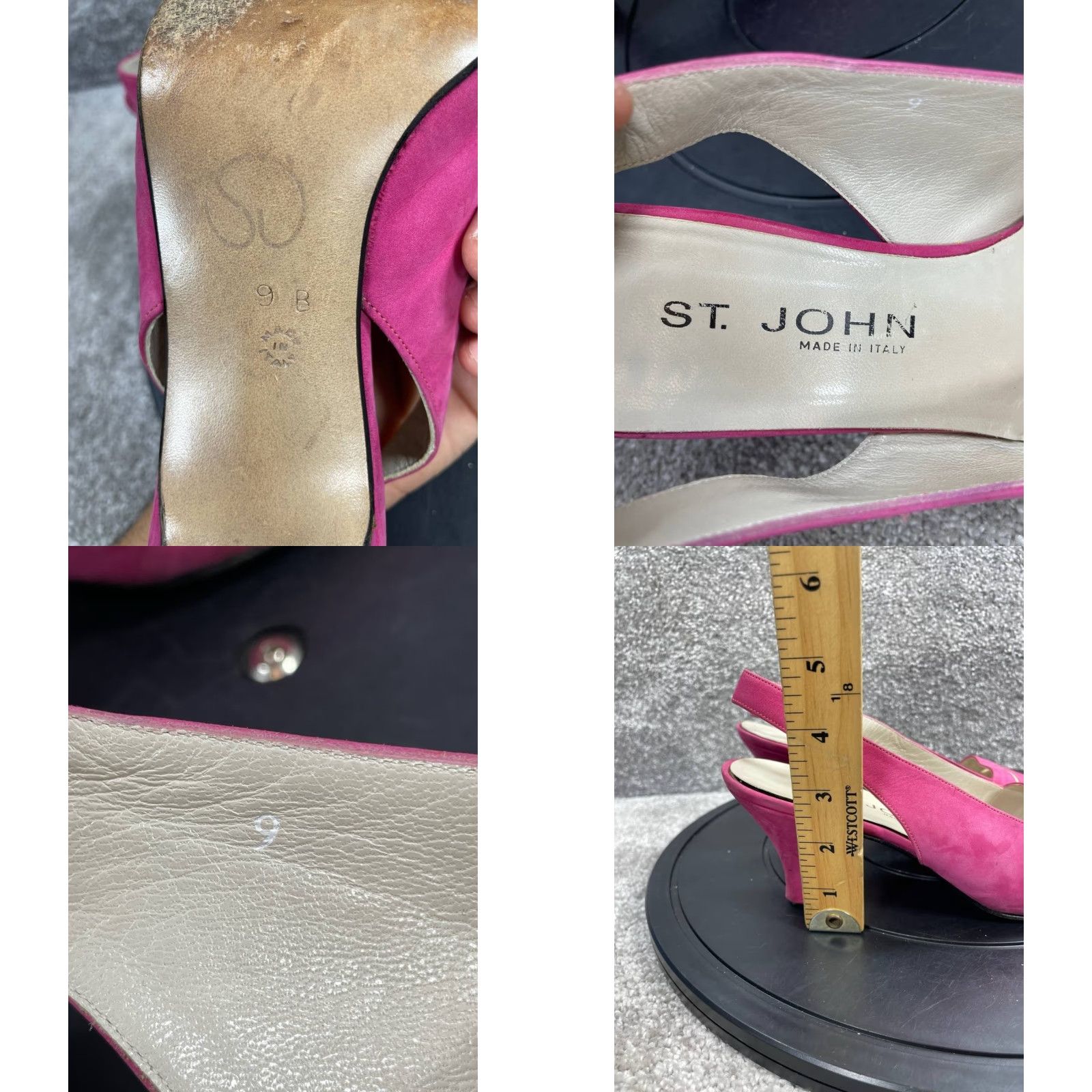 St. John ST. John Womens Slingback Heel Pink Suede Almond Toe 9 Stiletto Mid Heel Size 9 Pink Women Shoes Size US 9 / IT 39 - 8 Thumbnail