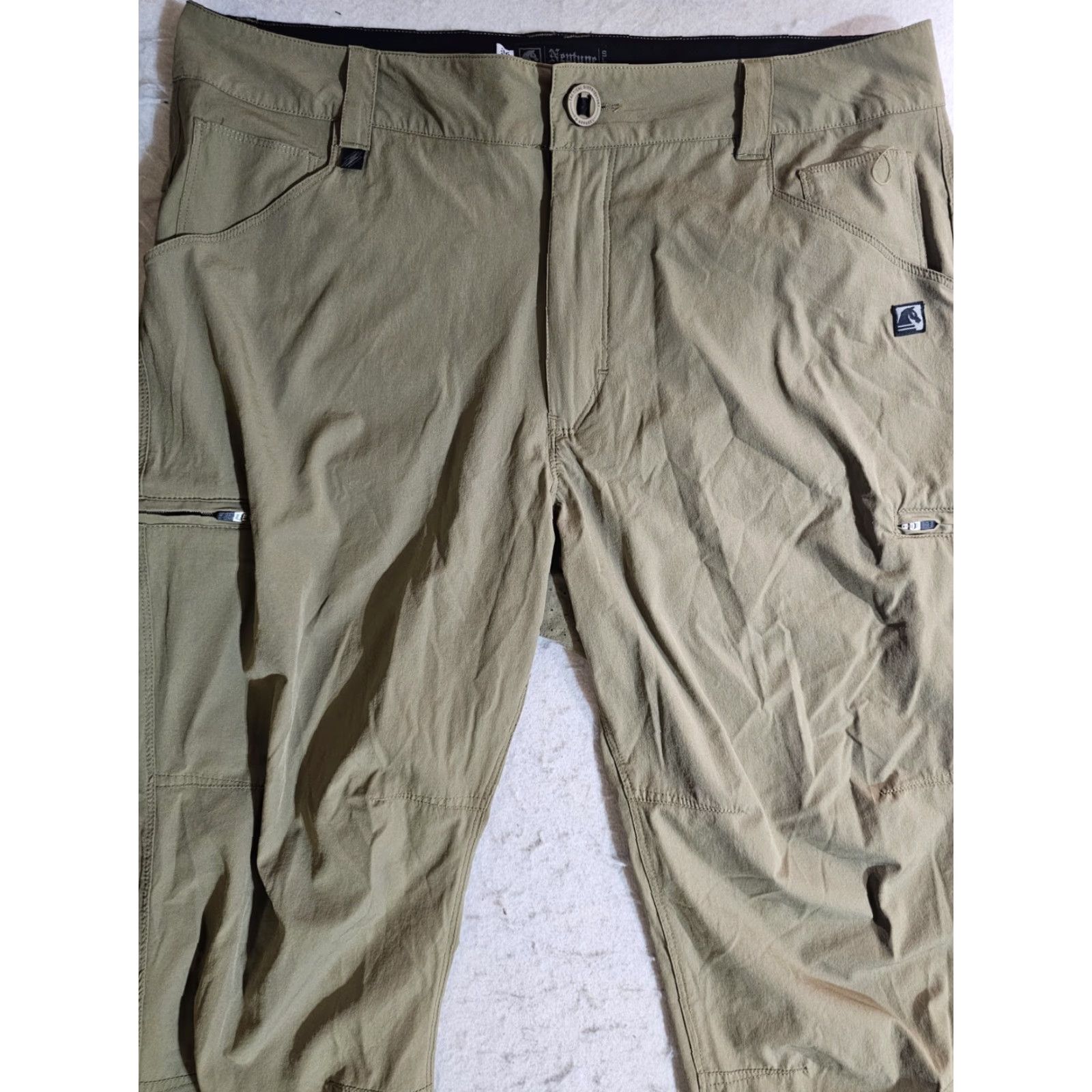 Vintage Neptune Amphibious Performance Cargo Pants Stretch Men 36x30 Beige Nylon Spandex Slim Pocket Zipper Cargo Pockets Logo Modern Utility Pants Size US 36 / EU 52 - 4 Thumbnail