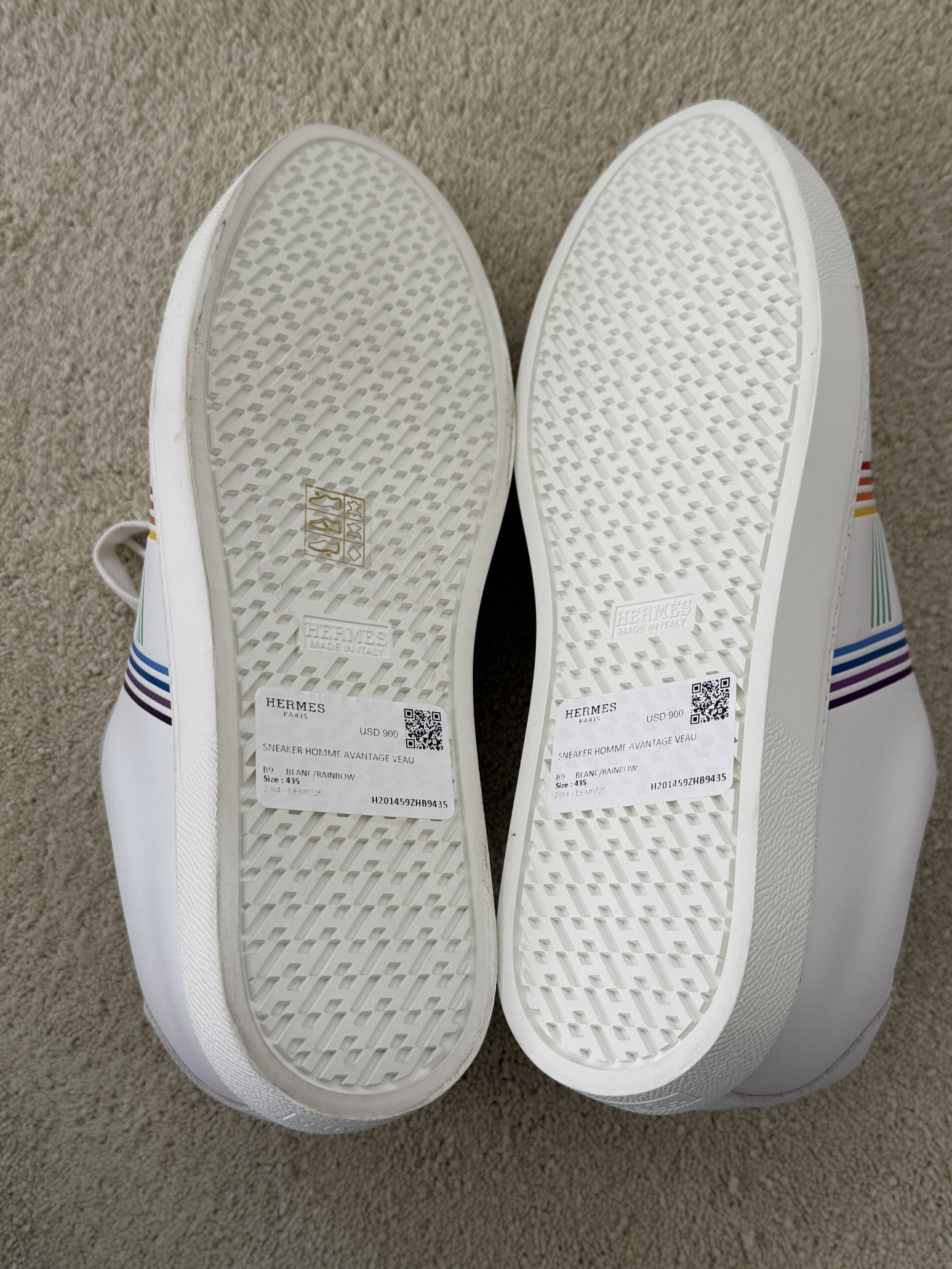 Hermes Hermes Mens New White w/Multcolor H Leather Sneakers Size US 10.5 / EU 43-44 - 13 Thumbnail