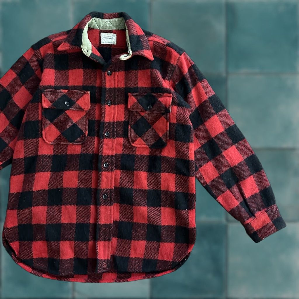 Vintage VINTAGE Pennys Towncraft Red Black Plaid Flannel Shirt Sz M Checker 60s 70s Size US M / EU 48-50 / 2 - 1 Thumbnail