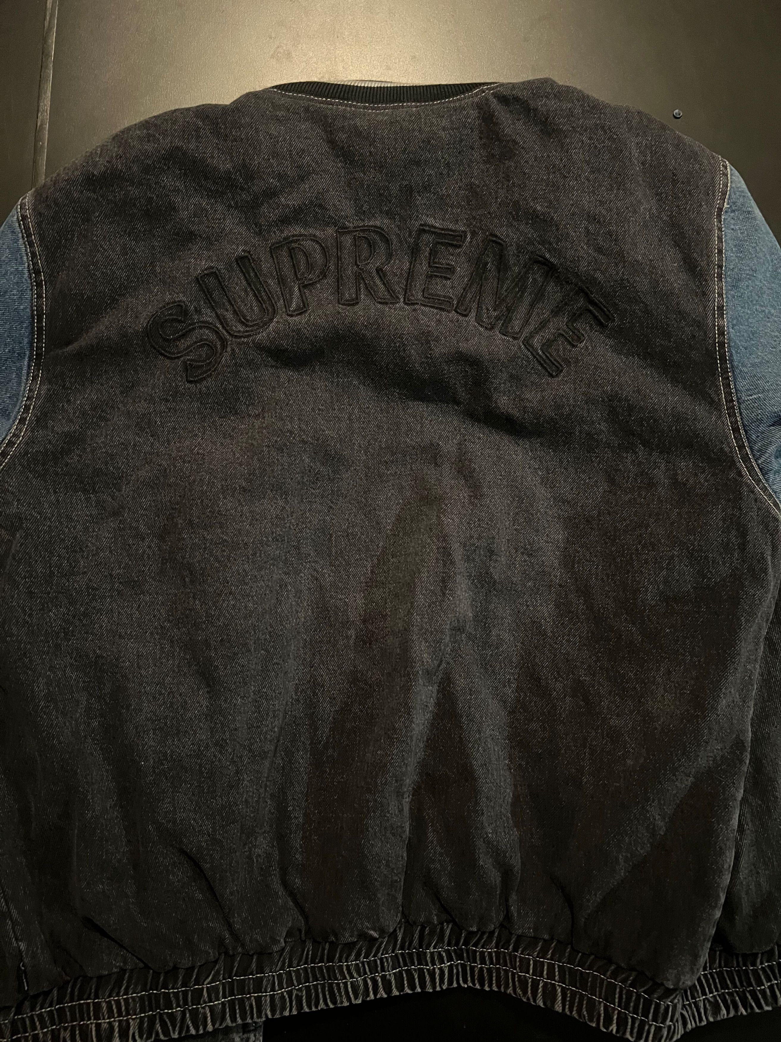 Supreme Supreme Denim Varsity Jacket Blue/Black Large Size US L / EU 52-54 / 3 - 7 Thumbnail
