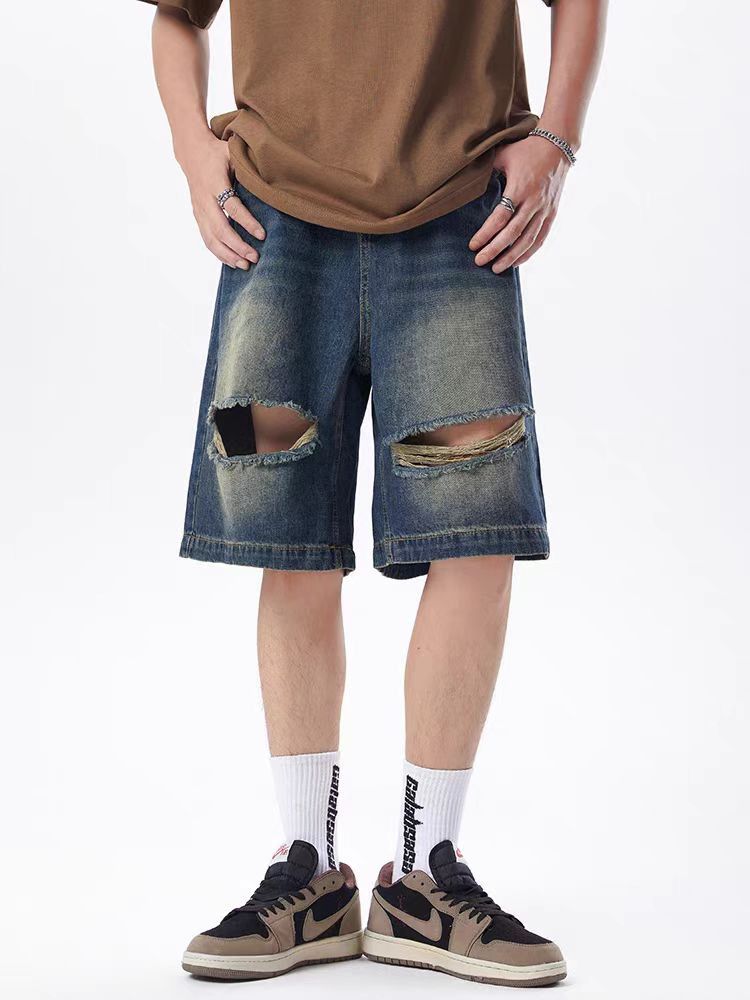 Japanese Brand × Vintage Vintage ripped and worn denim shorts Size US 34 / EU 50 - 1 Thumbnail