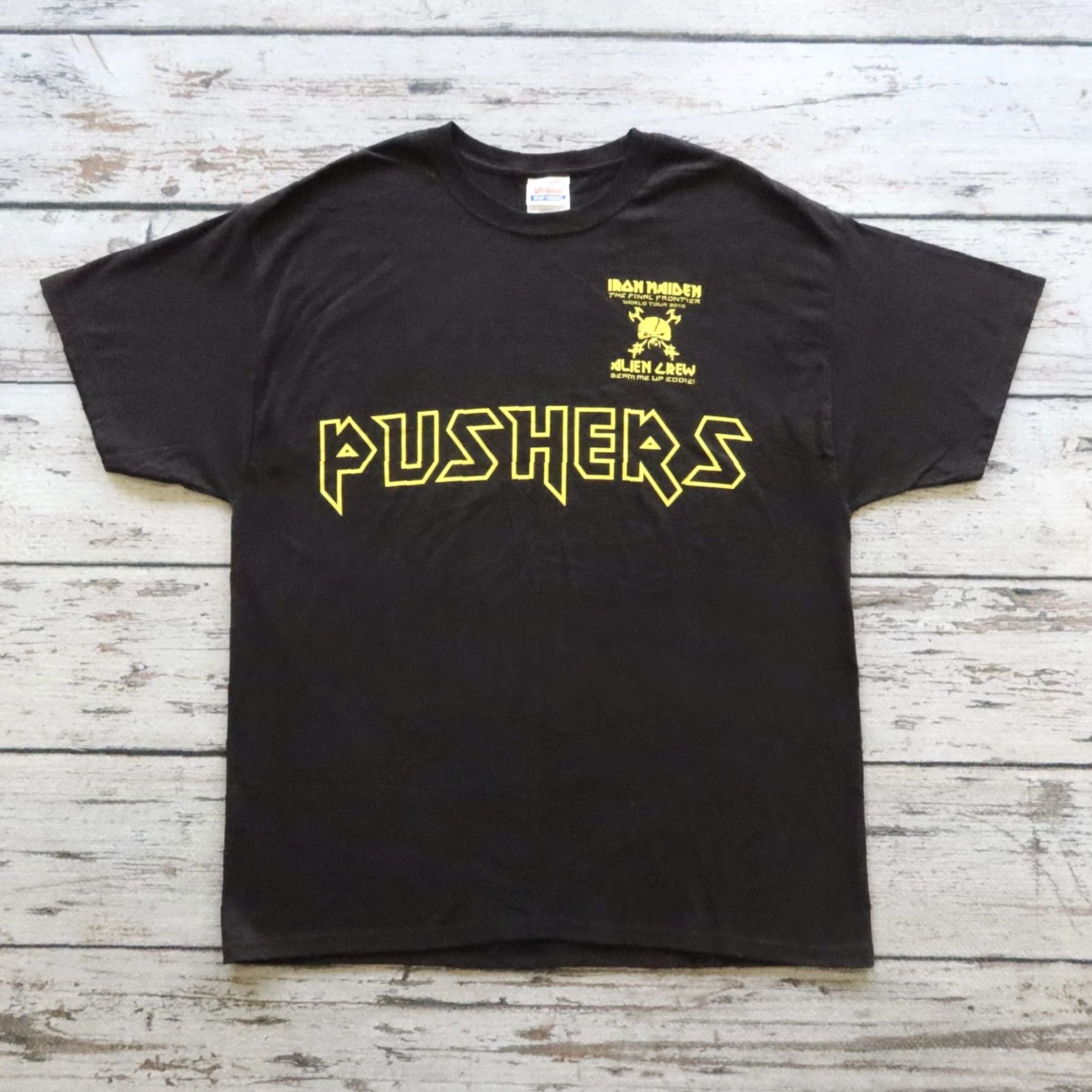 Vintage VINTAGE Iron Maiden Tshirt Pushers Alien Crew Band XL Black Mens XL Shirt Band 80s 90s Concert Merch Size US XL / EU 56 / 4 - 2 Thumbnail