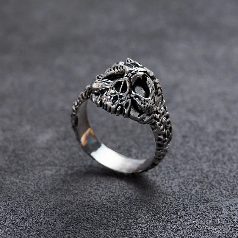 Jewelry Gothic Style Skeleton Head Ring Size ONE SIZE - 5 Thumbnail