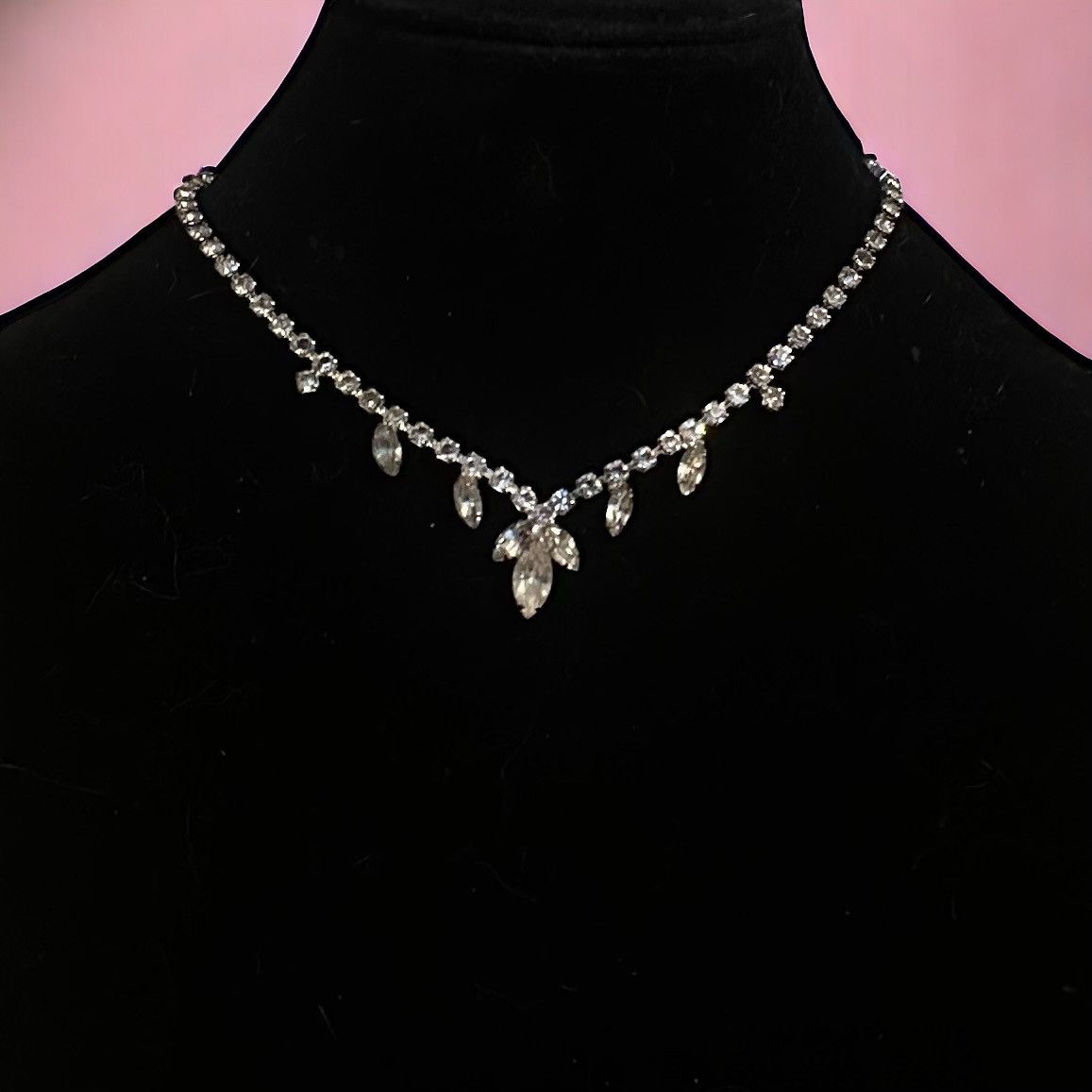 Vintage Vintage silver rhinestone dangle necklace Size ONE SIZE - 1 Thumbnail