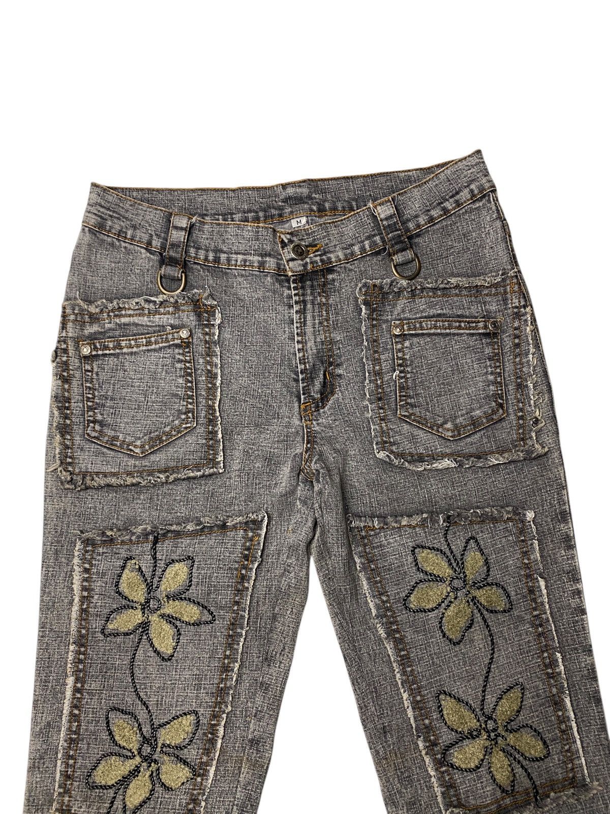 If Six Was Nine 2000's Japanese Floral Flared Seawashed Bootcut Jeans Size US 27 - 5 Thumbnail