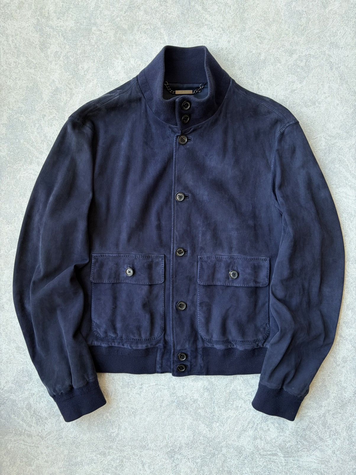 Ralph Lauren Purple Label Ralph Lauren Purple Label Navy Goat Skin Suede Flight Jacket Size US XL / EU 56 / 4 - 1 Thumbnail