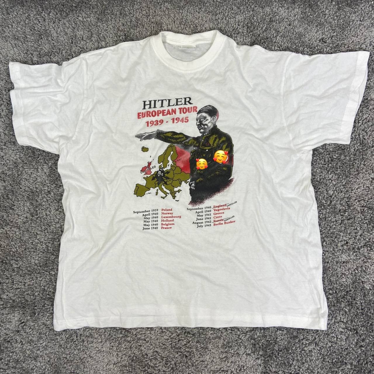 image of Archival Clothing x Tour Tee Rere Vintage Ww2 Tour T Shirt in White, Men's (Size XL)