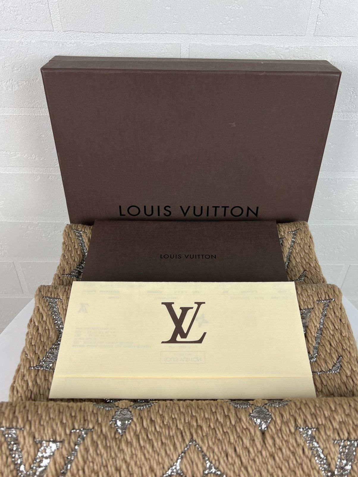 Louis Vuitton LOUIS VUITTON Scarf Echarpe LV Logomania Monogram Wool Silk Size ONE SIZE - 5 Thumbnail