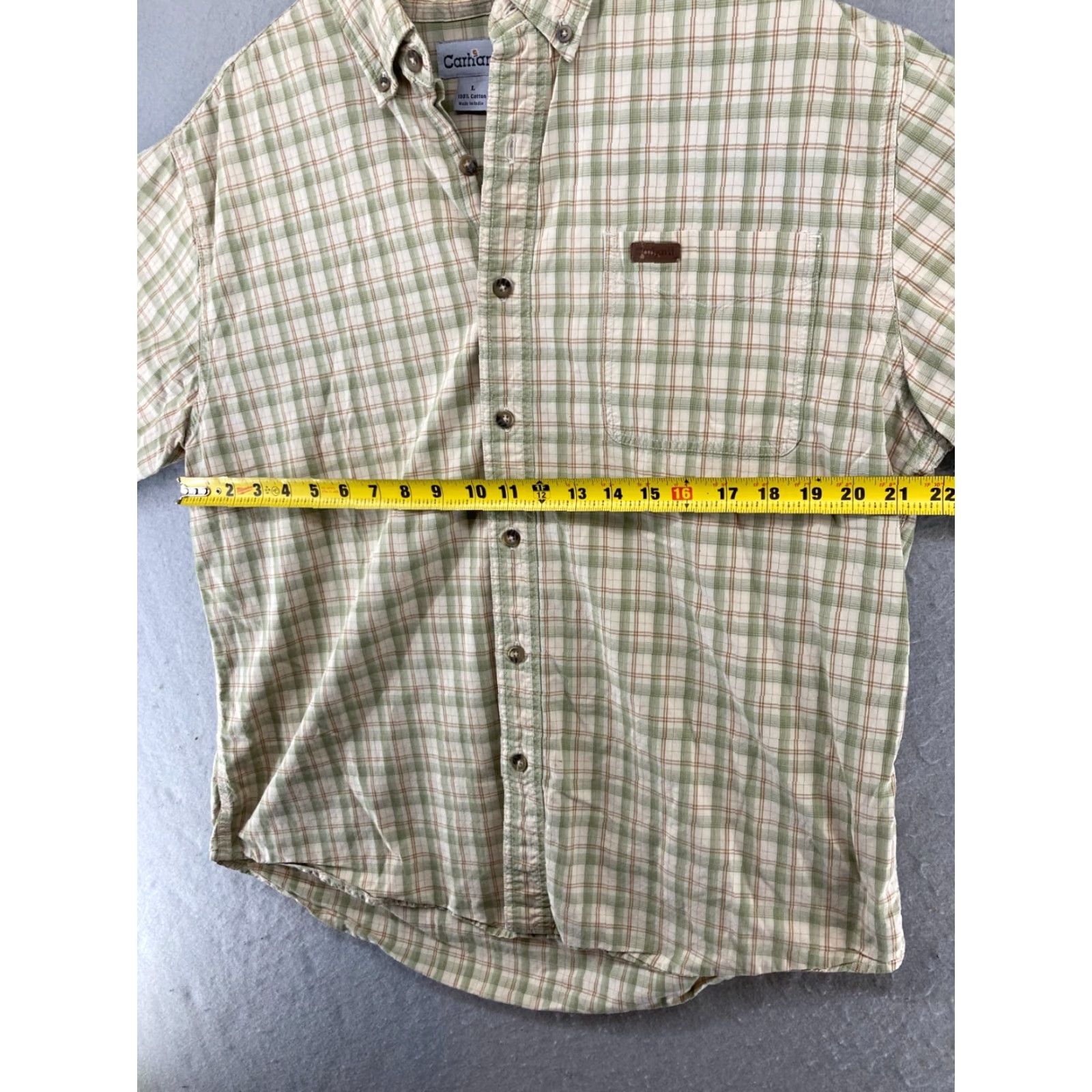 Carhartt Carhartt Shirt Men Large Green Plaid Short Sleeve Button-Up Pocketed Casual Workwear Cotton Size US L / EU 52-54 / 3 - 2 Thumbnail