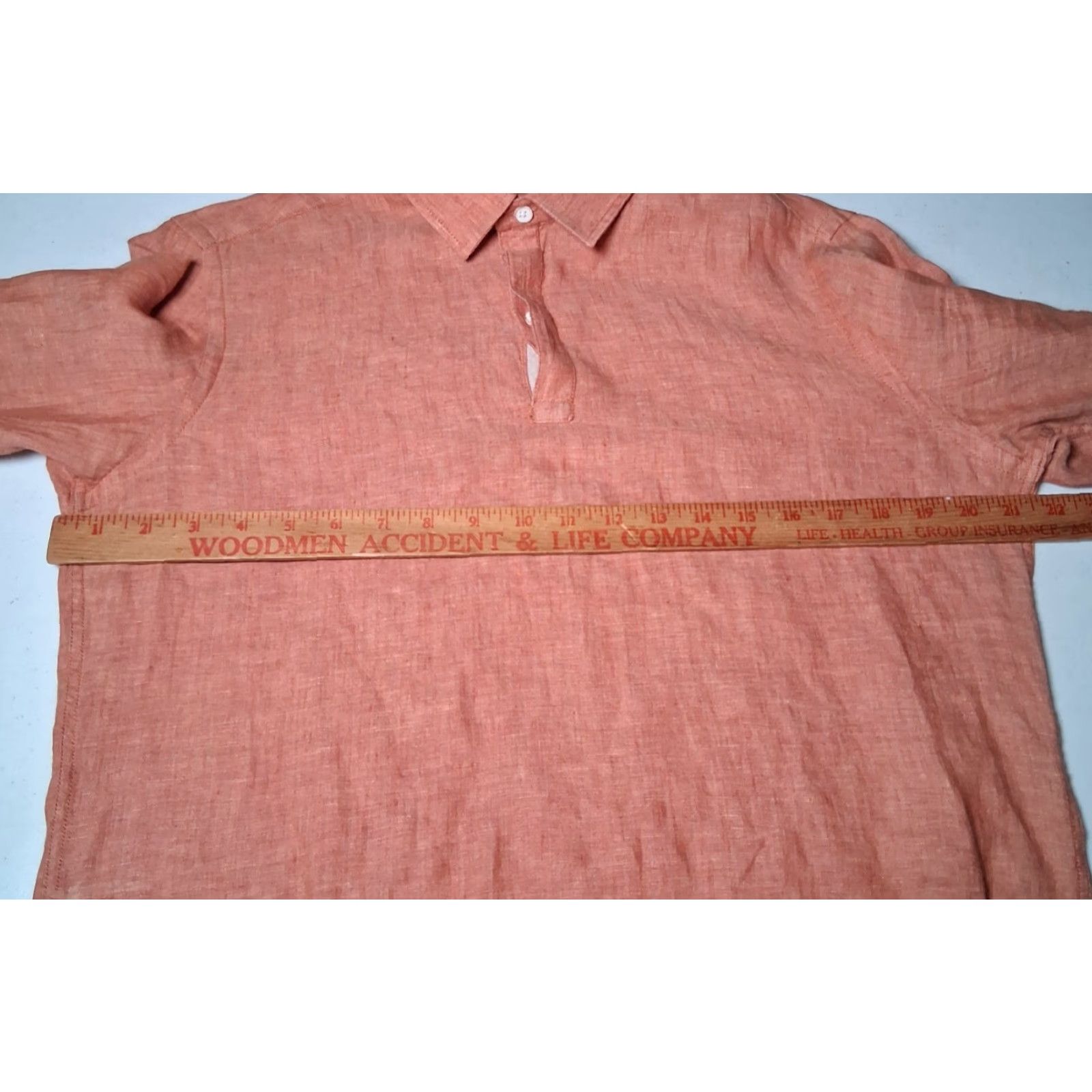 Vintage LOmbard Linen Shirt Men M Salmon Orange Button-Up Collared Long Sleeve Casual Workwear Size US M / EU 48-50 / 2 - 7 Thumbnail