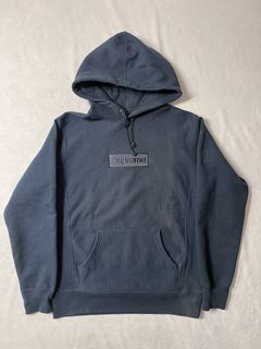 Navy tonal sales box logo hoodie