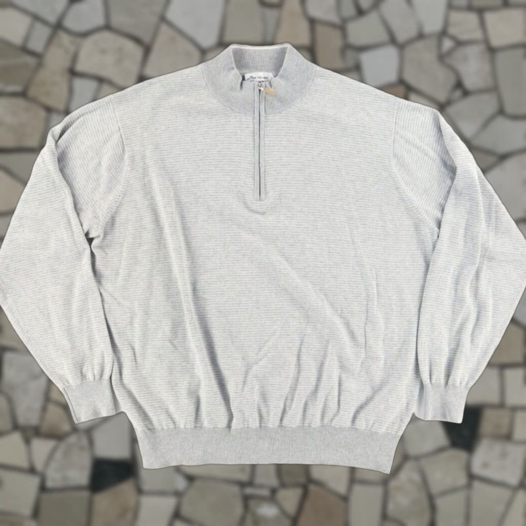 Peter Millar Peter Millar Crown Soft Honeycomb 1/4 Zip Striped Mock Long Sleeve Gray Men 2XL Shirt Size US XXL / EU 58 / 5 - 1 Thumbnail