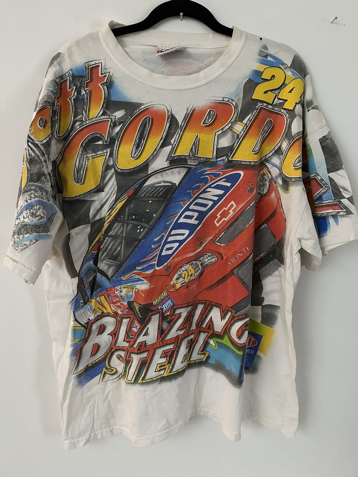 image of Vintage Nascar 2001 Jeff Gordon Aop Tee in White, Men's (Size XL)