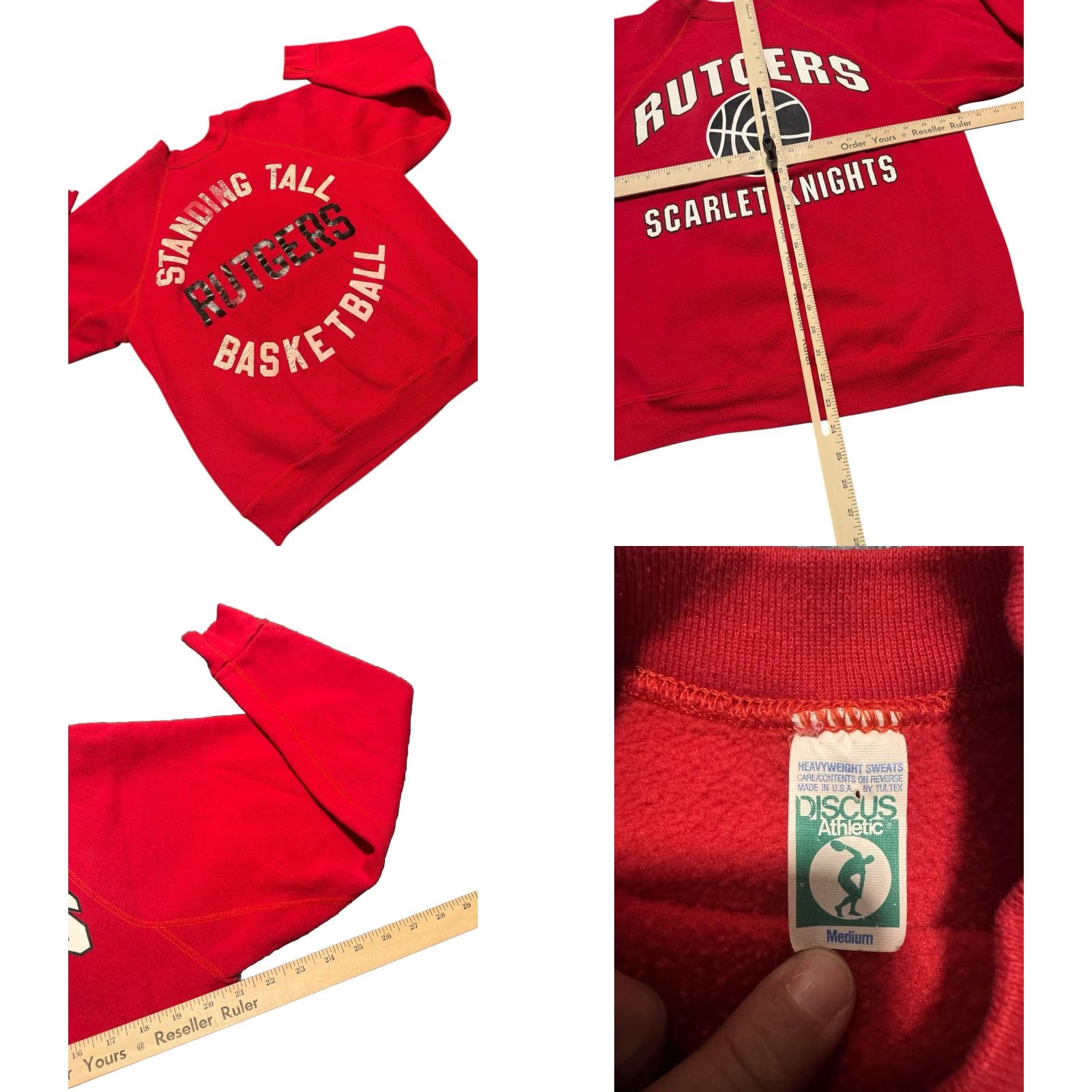 Vintage VINTAGE Rutgers Scarlet Knights Sweatshirt DS Red 80s Medium Men Pullover Crew Neck Fleece Cotton Size US M / EU 48-50 / 2 - 9 Thumbnail