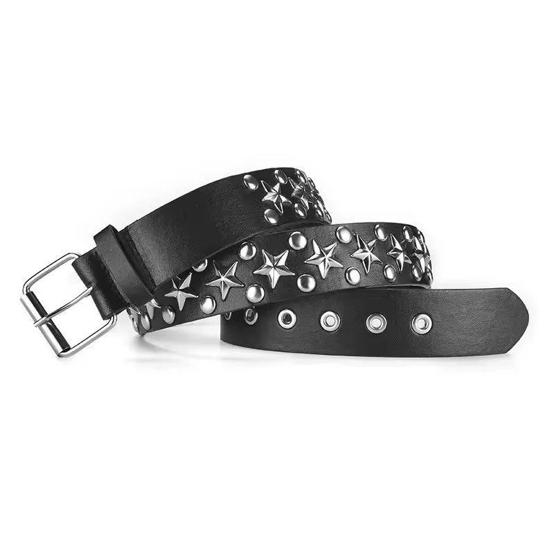 Leather Vintage Star Rivet Belt Size ONE SIZE - 2 Thumbnail