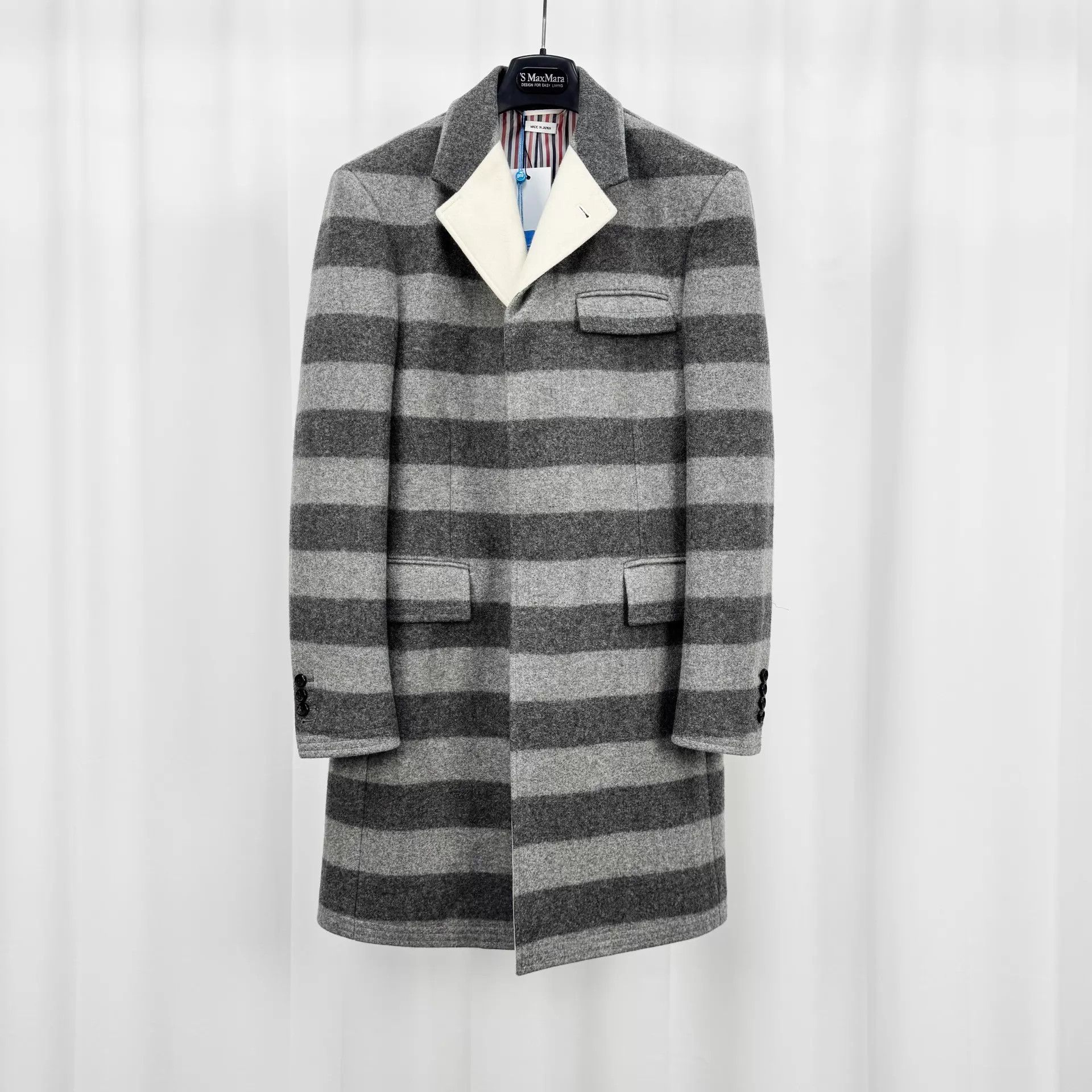 Thom Browne TB Wool Stripe Padded Shoulders Coat Size 2 New KL10816 Size XS / US 0-2 / IT 36-38 - 1 Thumbnail