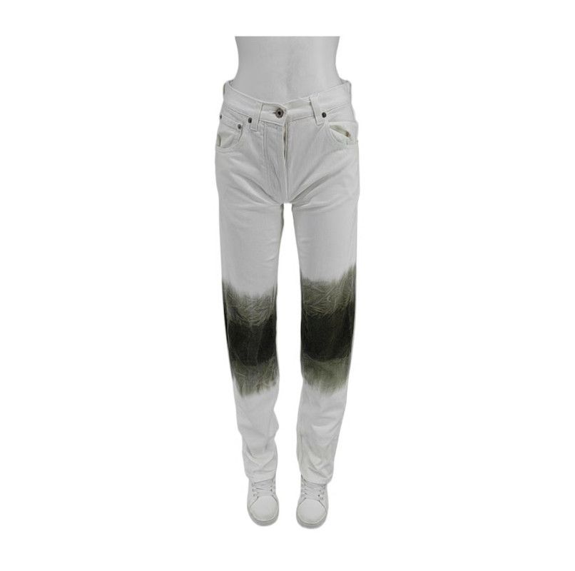 Loewe Loewe Women's White Denim Pants with Contrast 0089 Size 22" - 1 Thumbnail