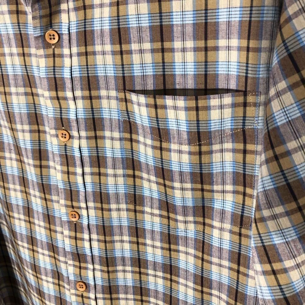 Vintage blue tan brown plaid lightweight cotton long sleeves shirt M Size US M / EU 48-50 / 2 - 6 Thumbnail