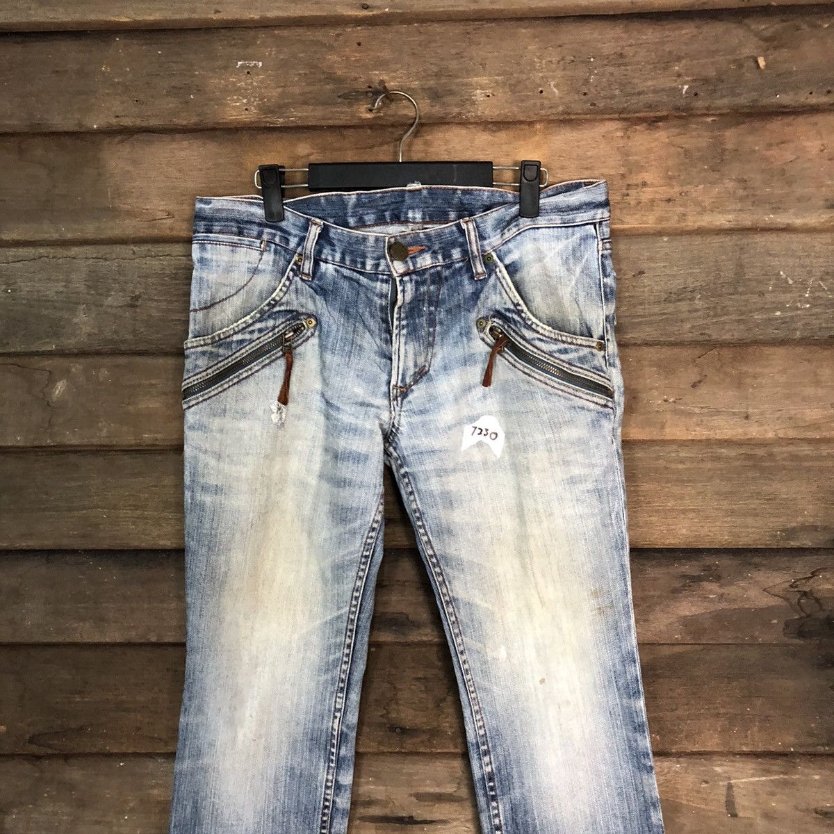 Japanese Brand Monsieur Nicole Blue Distressed Denim Pants #7330 Size 32" / US 10 / IT 46 - 2 Thumbnail