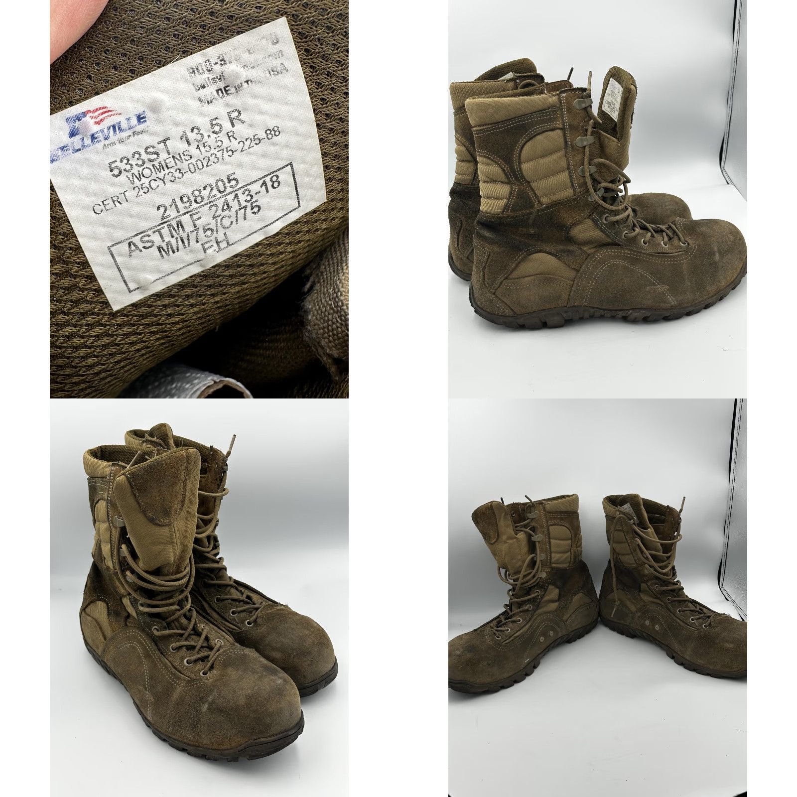Vintage Belleville Sabre 533 ST Boots Mens Size 13.5 Brown Combat Steel Toe ASTM EH Size US 14 / EU 47 - 8 Thumbnail