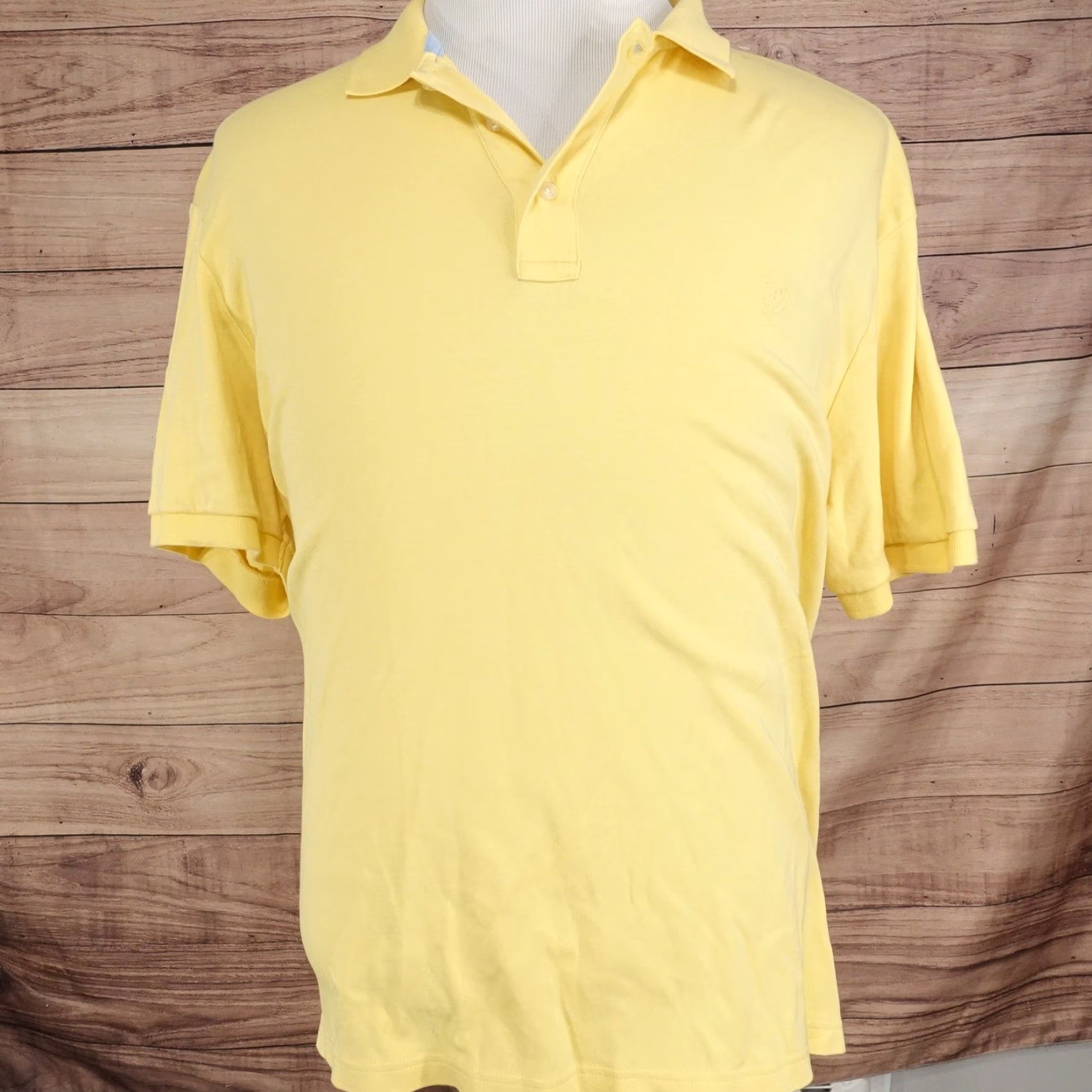 Chaps Chaps Polo Shirt Mens XL Yellow Solid 100% Cotton Logo Casual Knit Short Sleeve Size US XL / EU 56 / 4 - 3 Thumbnail