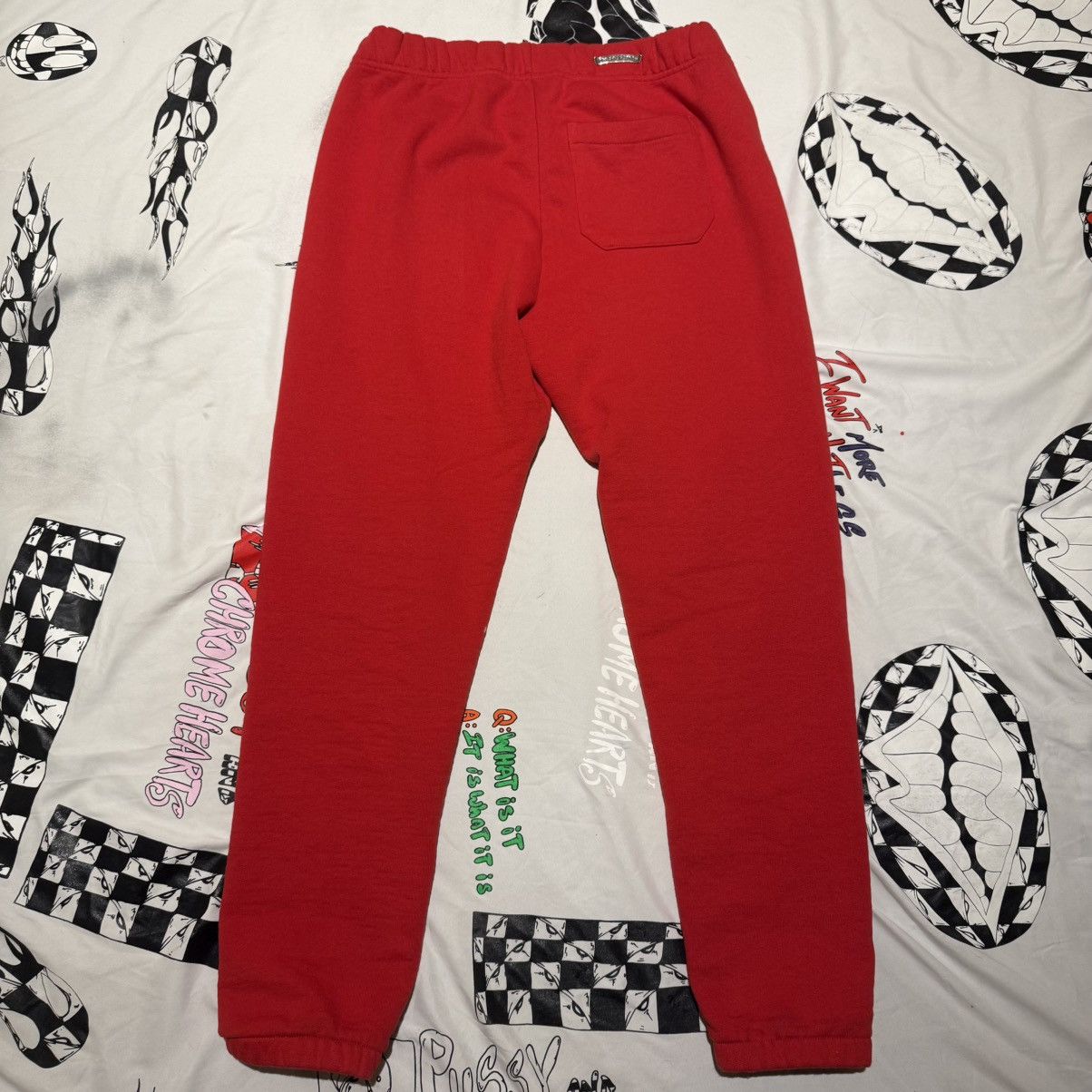 Chrome Hearts King Taco Red & White Triple Cross Embroidered Sweatpants L Size US 34 / EU 50 - 3 Thumbnail