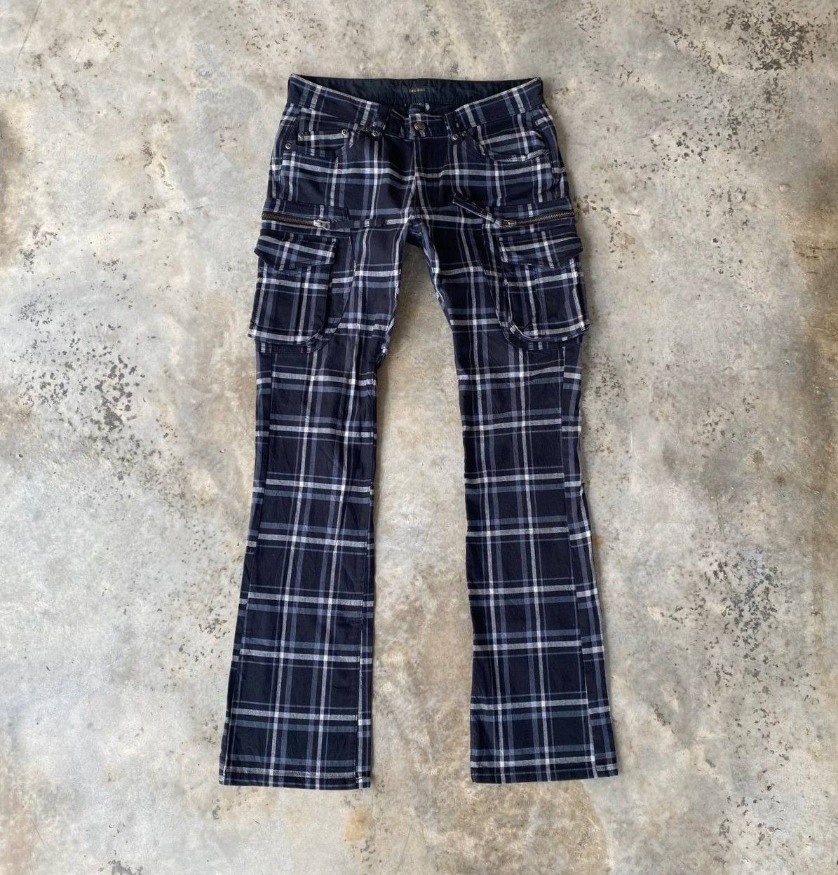 Japanese Brand BELL BELL CARGO CYBERPUNK PRISONER FLARED BONDAGE TARTAN Size US 29 - 3 Thumbnail