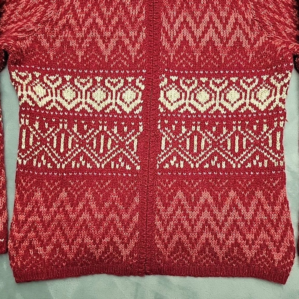 Coldwater Creek VINTAGE Coldwater Creek Sweater Womens S Red Wool Alpaca Cashmere Zip Fair Isle Nordic Shirt Womens S Red Wool Alpaca Cashmere Zip Fair Isle Nordic Size S / US 4 / IT 40 - 2 Thumbnail