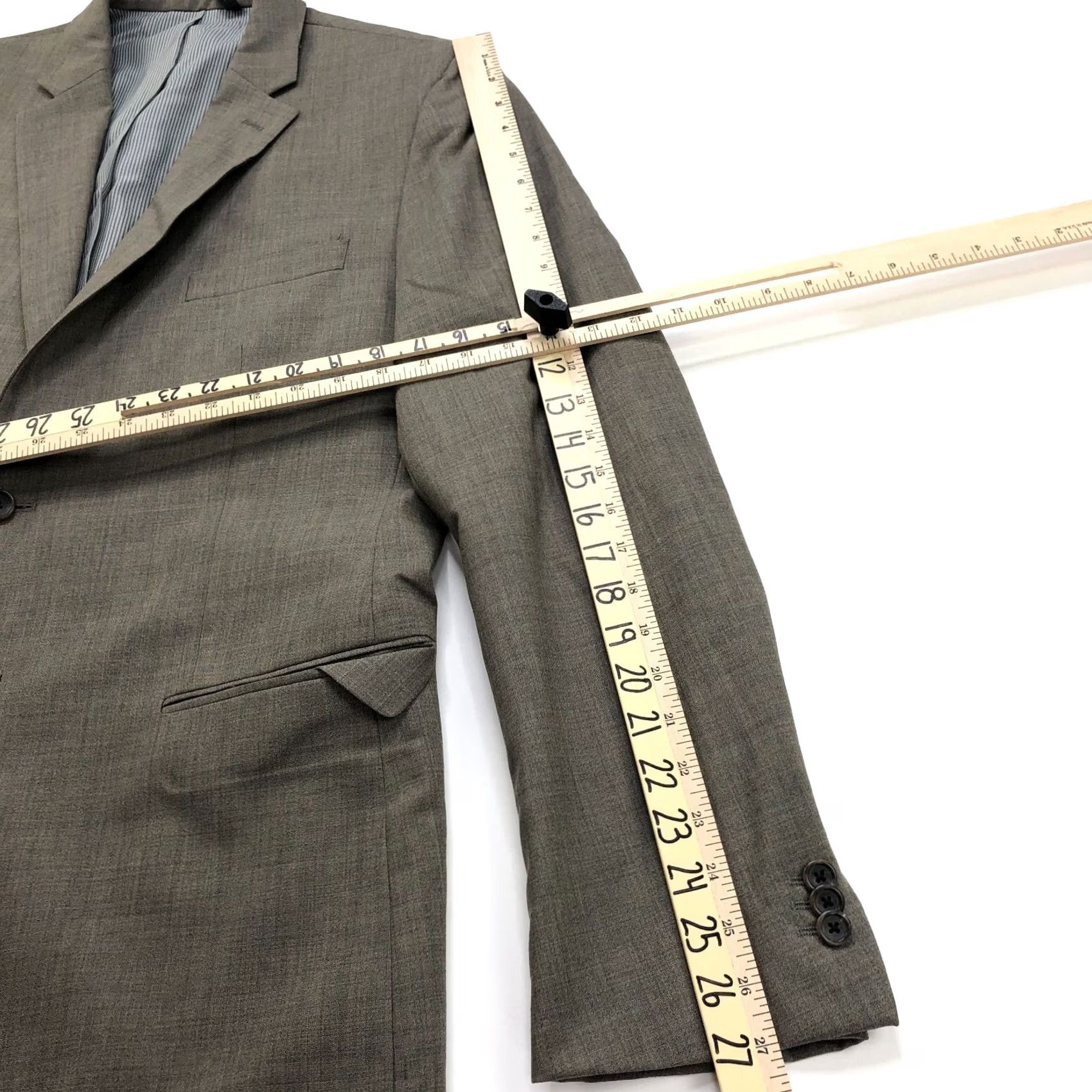 Banana Republic Banana Republic Blazer Sport Coat 44 L 100% Wool Brown Gray Button Notch Lapel Double-Vented Single-Breasted Two-Button Shirt Mens Regular Size 44R - 7 Thumbnail