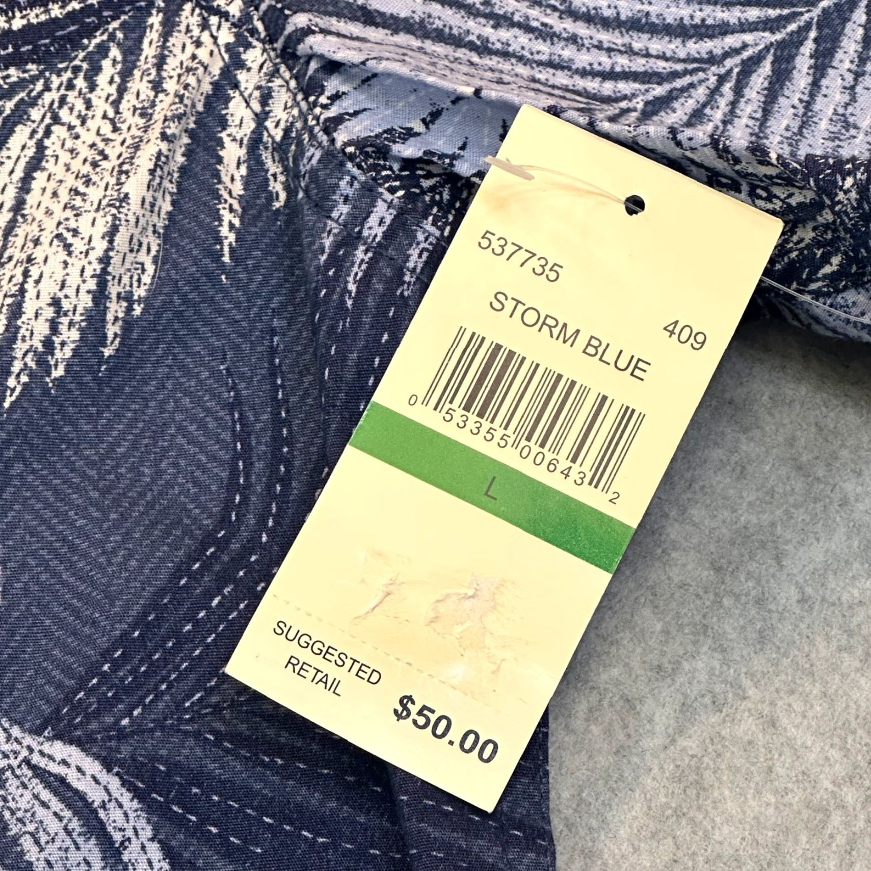 Haggar VINTAGE Haggar Island Ease Button-Up Shirt L Storm Blue Graphic Print Short Sleeve Hawaiian NWT Mens Size US L / EU 52-54 / 3 - 4 Thumbnail