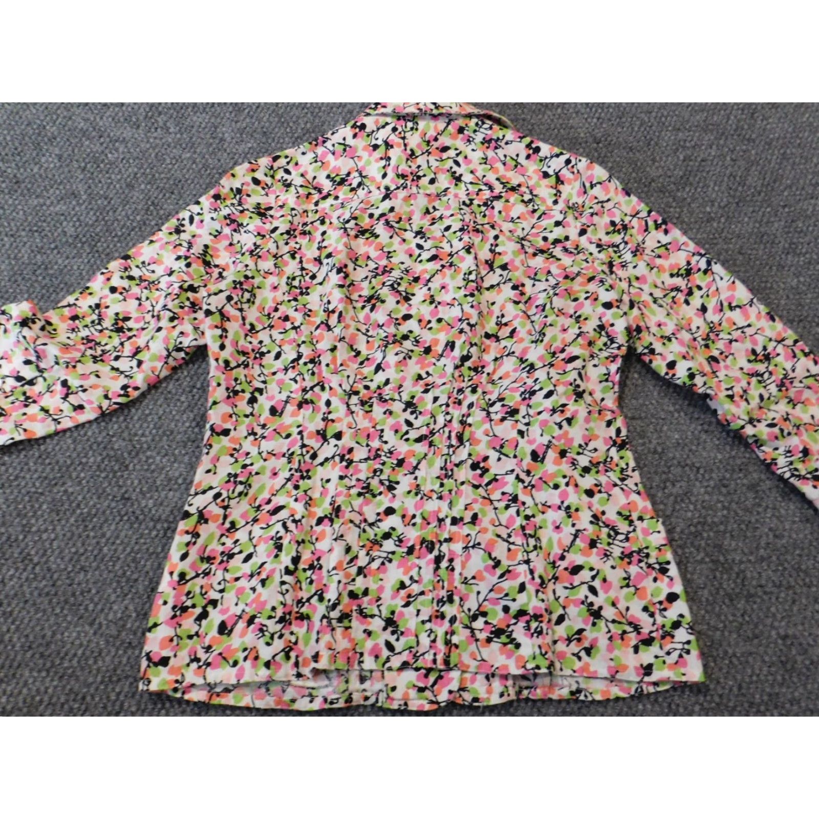 Pinko Kim Rogers Womens Shirt PS Petites Pink Floral Button-Up Crew Neck Long Sleeve Casual Stretch Cotton Rayon Button-Up Shirt Womens Per Example Size S / US 4 / IT 40 - 6 Thumbnail