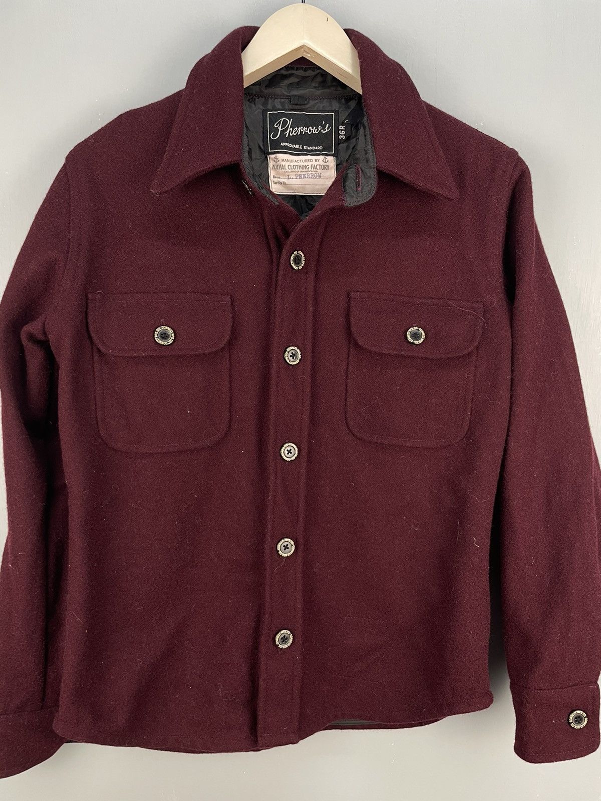 Japanese Brand Pherrows Naval Clothing Factory wool shirt Size US S / EU 44-46 / 1 - 3 Thumbnail